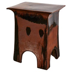 Eric O'leary Red & Black Decorative Ceramic Stool