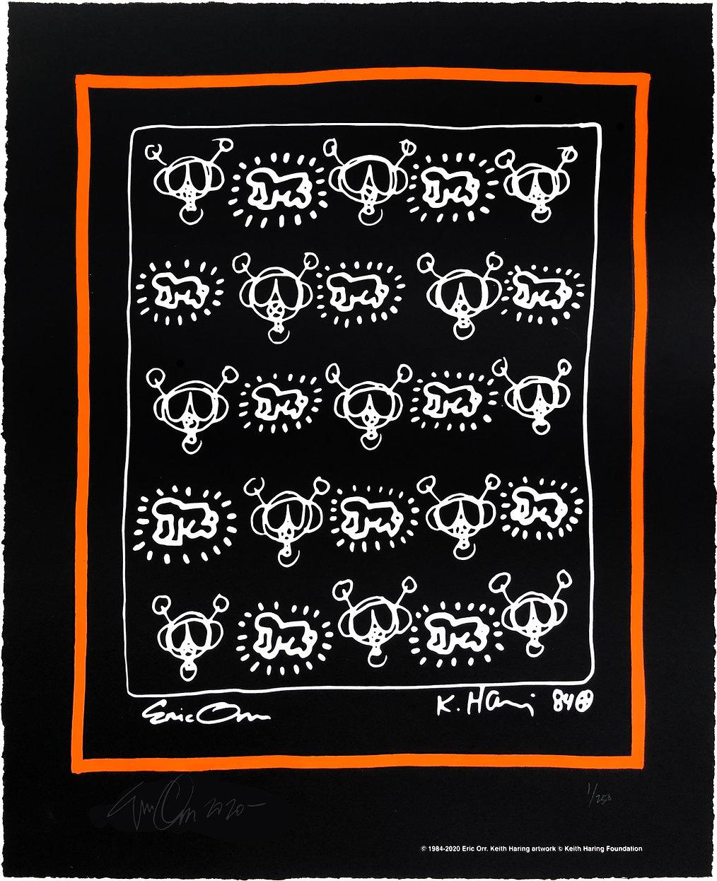 Eric Orr and Keith Haring Abstract Print - Repeat