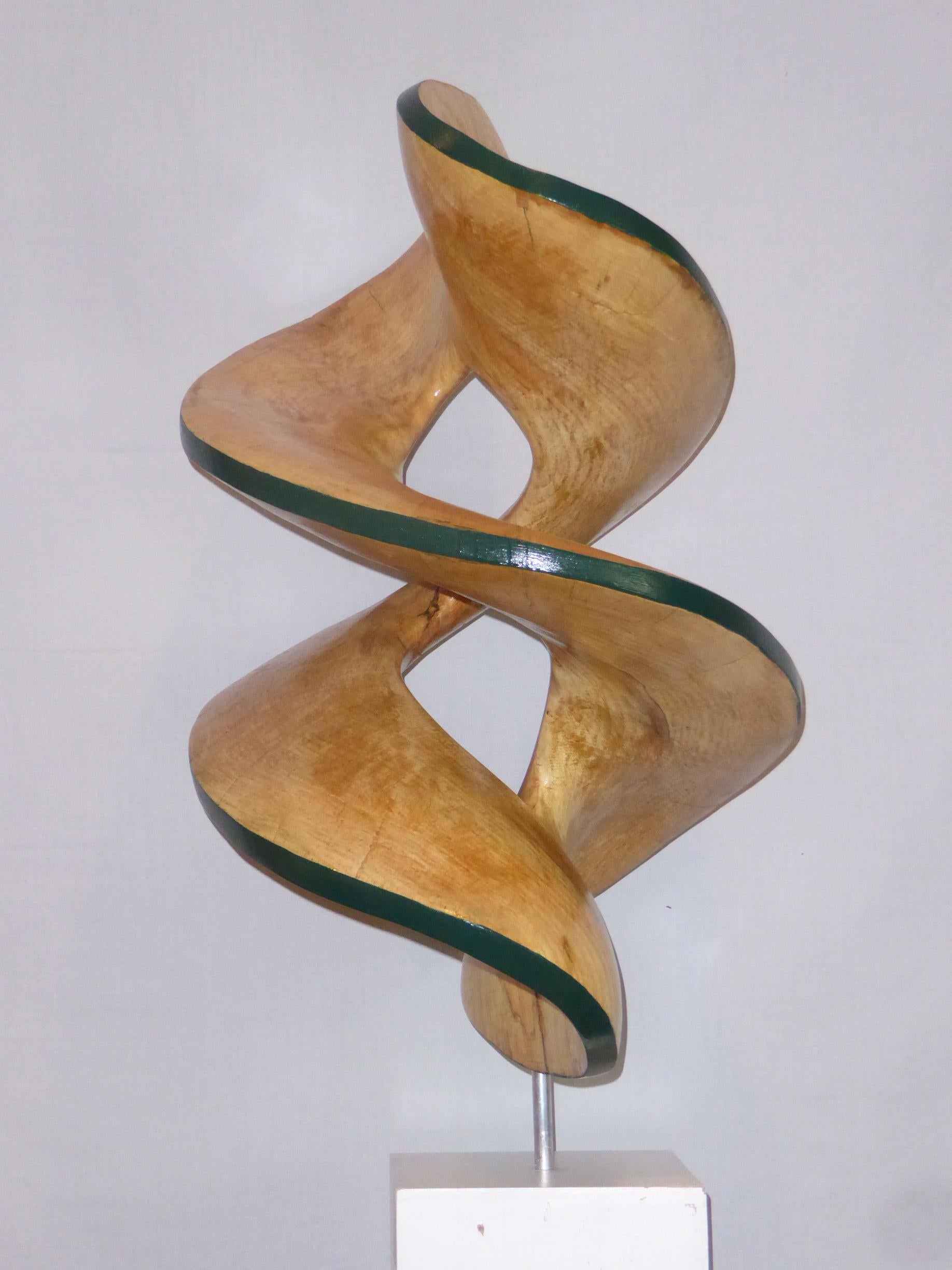 Spiral#3-Green, large maple sculpture - Sculpture by Eric Pesso