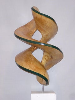 Spiral#3-Green, large maple sculpture