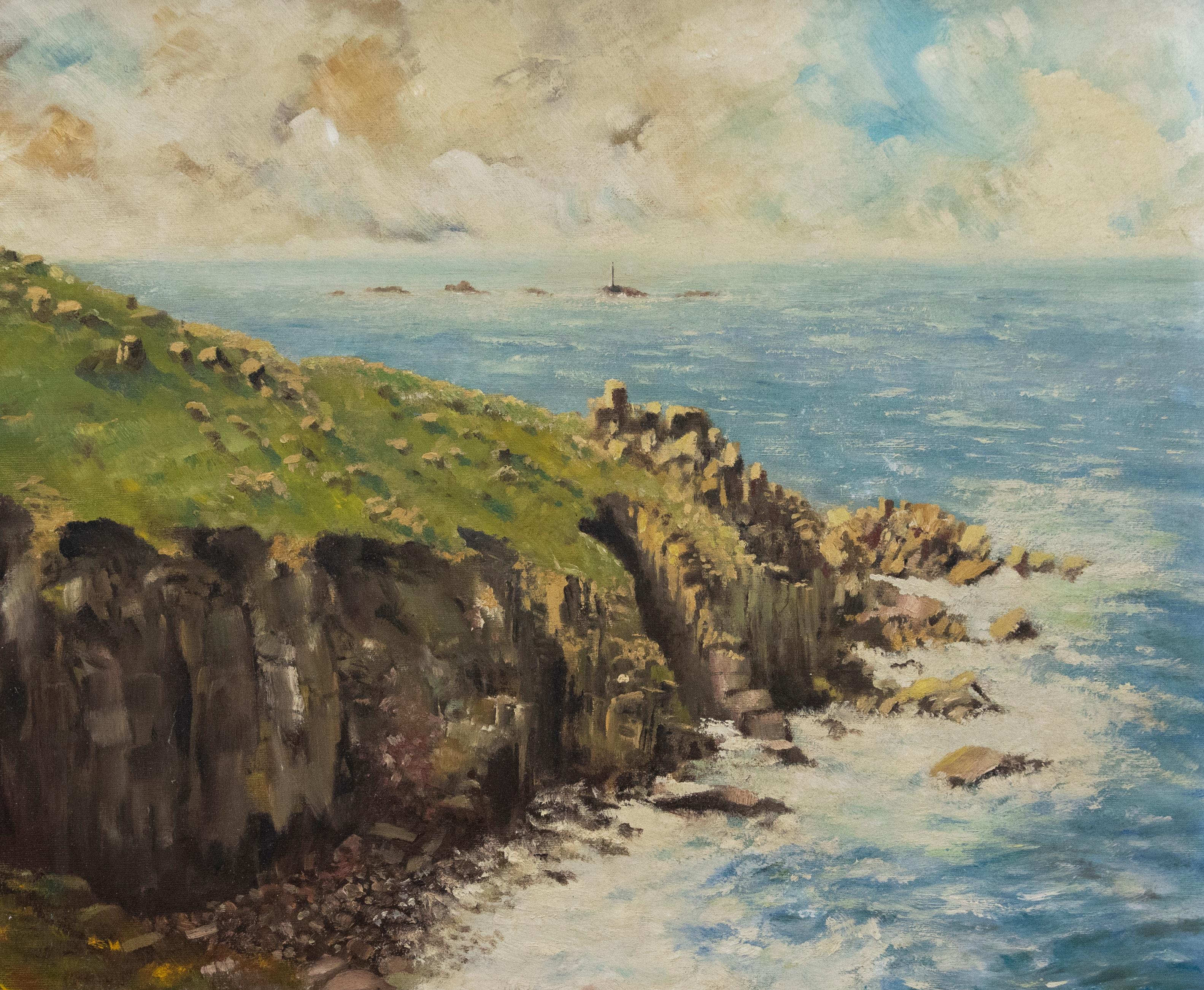 Eric R. Mansfield - Olio del 1965 incorniciato, Il faro di Longships 3
