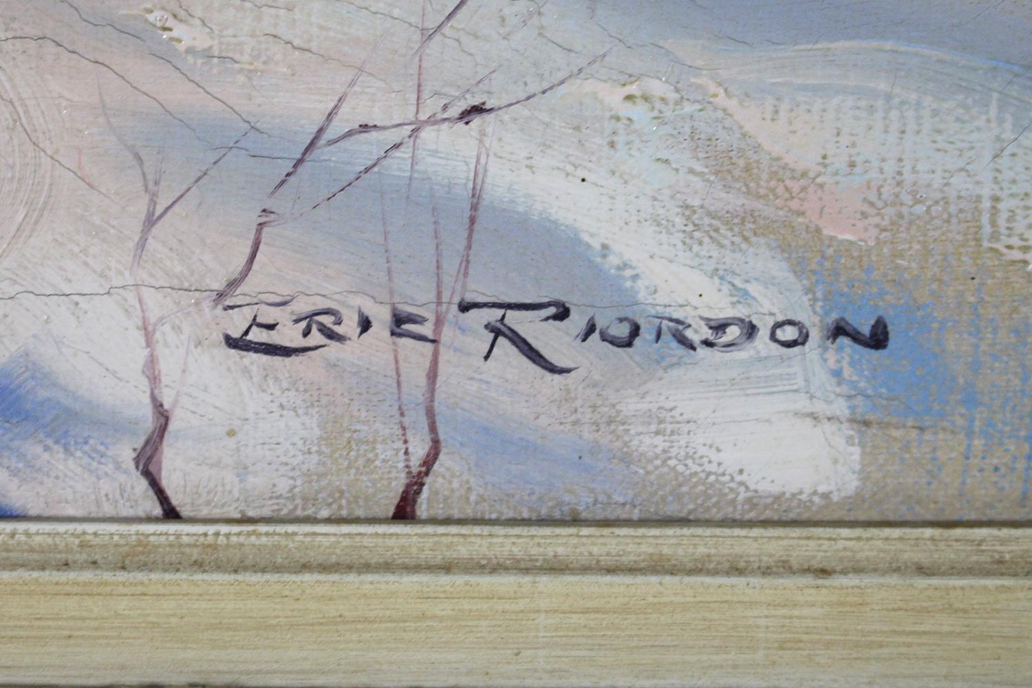 Winter  Landschaft (Violett), Landscape Painting, von Eric Riordon
