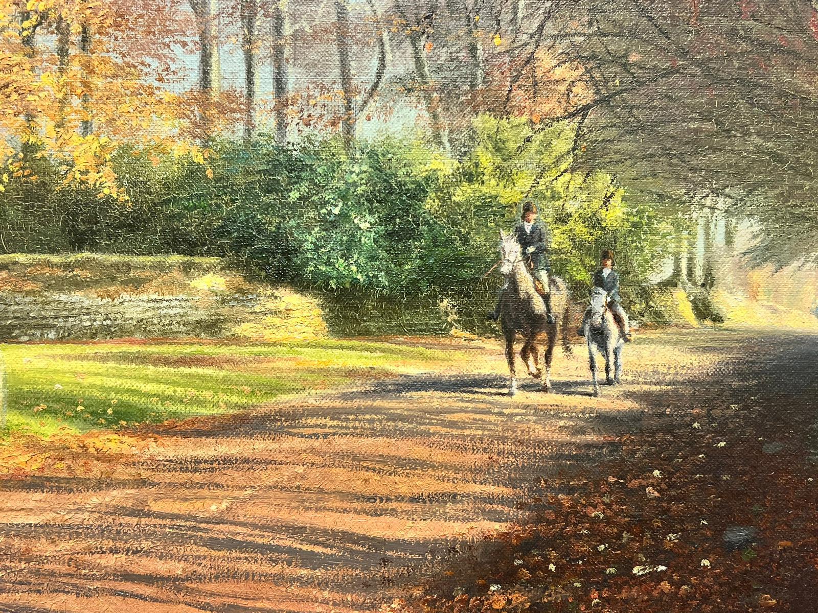 Fine British Oil Painting Horses Walking in Autumn Light, Impressive Frame For Sale 3