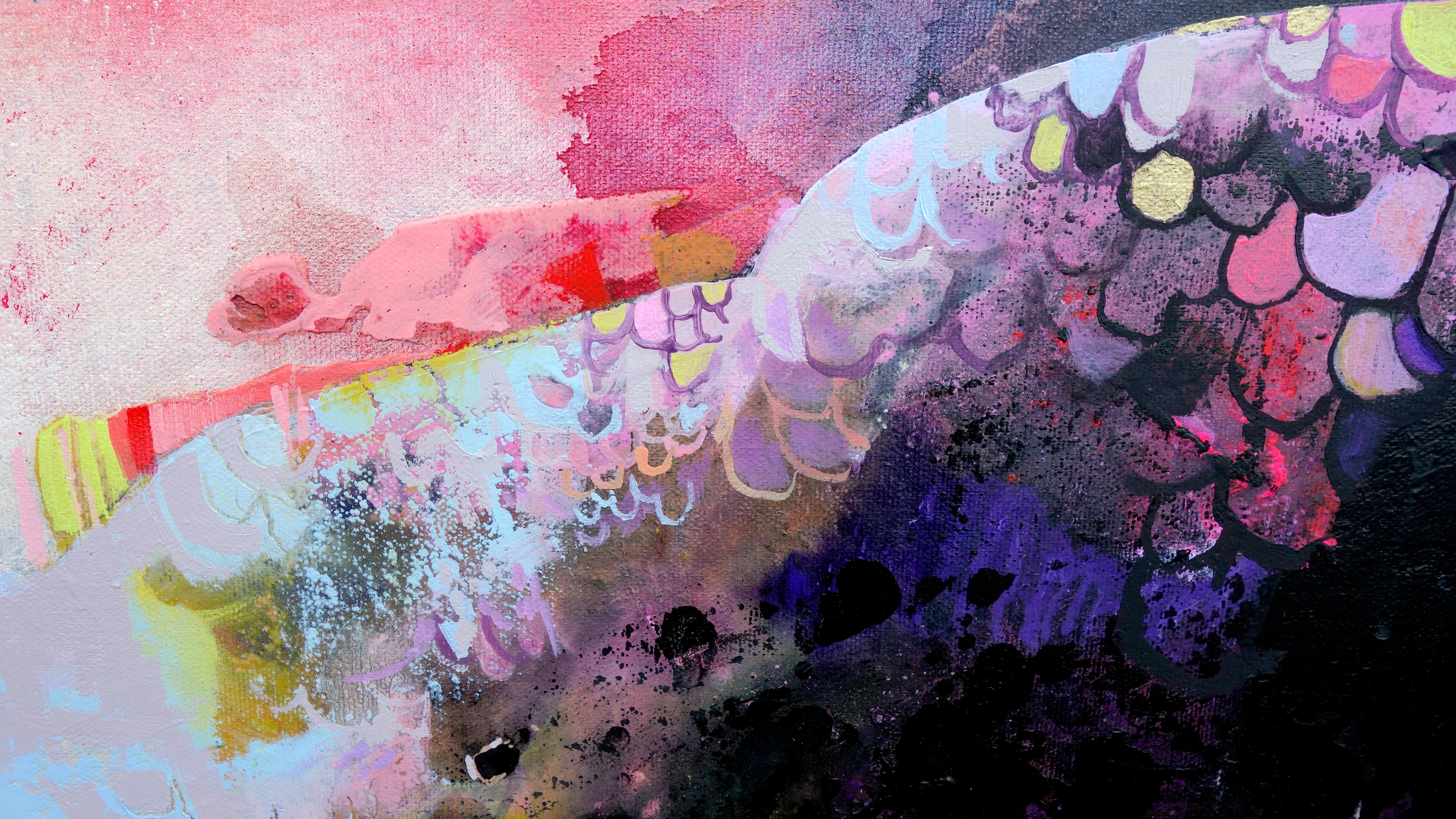 Entre Ciel et Terre - Huile de taureau abstraite rouge et audacieuse symbolisant la force et le pouvoir - Contemporain Painting par Eric Robitaille