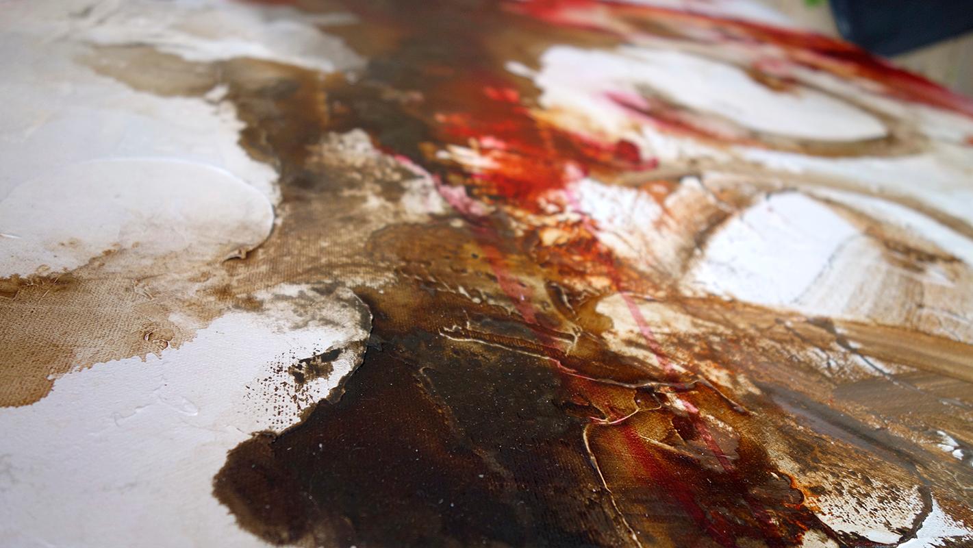Fissure, Tiger oil painting, abstract realism, layered texture and bright colors - Contemporary Painting by Eric Robitaille