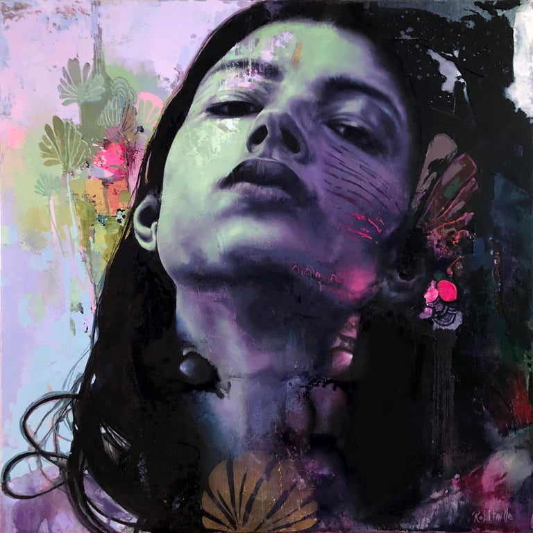 Eric Robitaille High Fly Colorful Abstract Figurative Oil