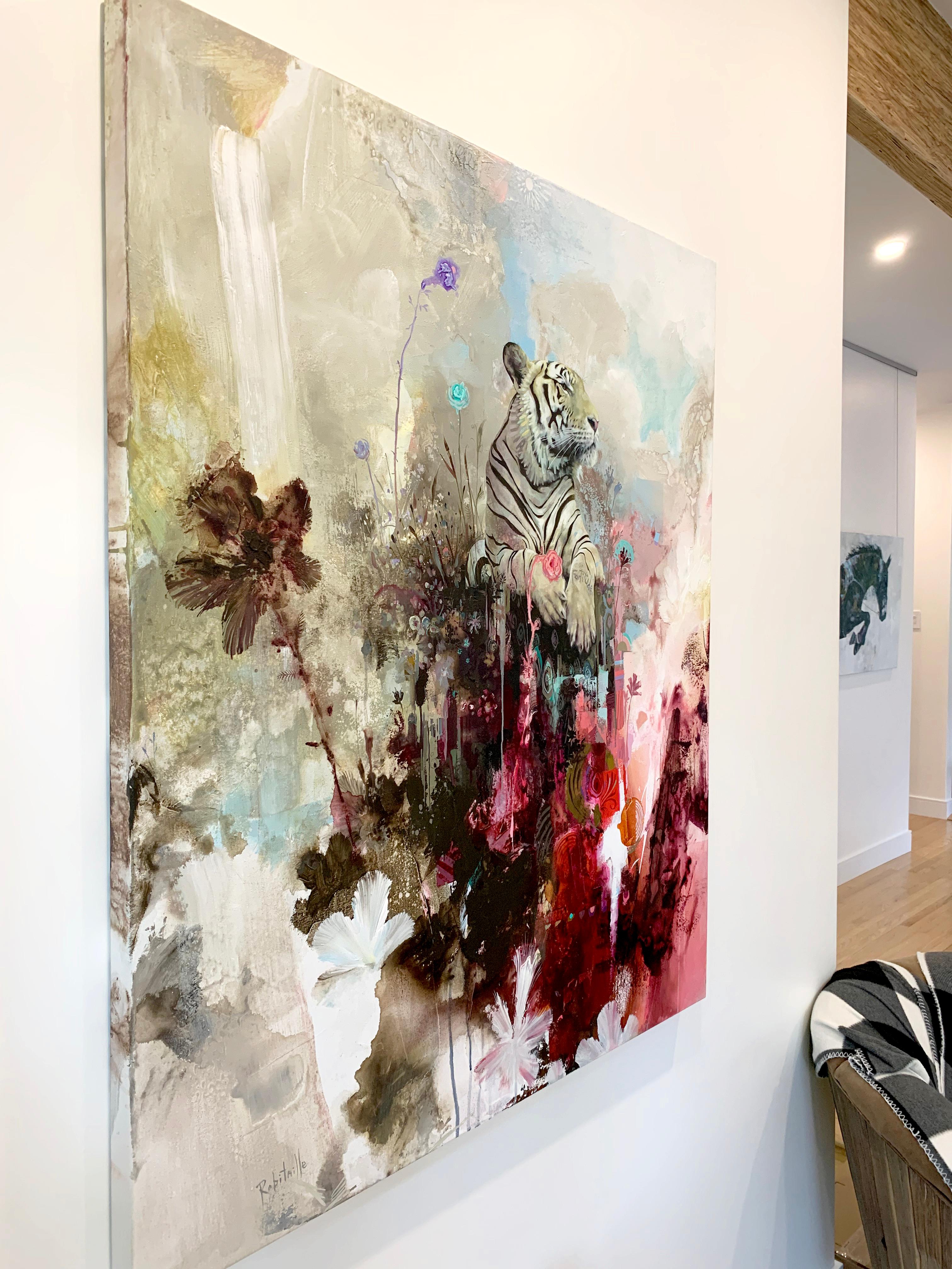 Mount Fortitude, Abstract Realism, Tiger with bright palette and design texture For Sale 2