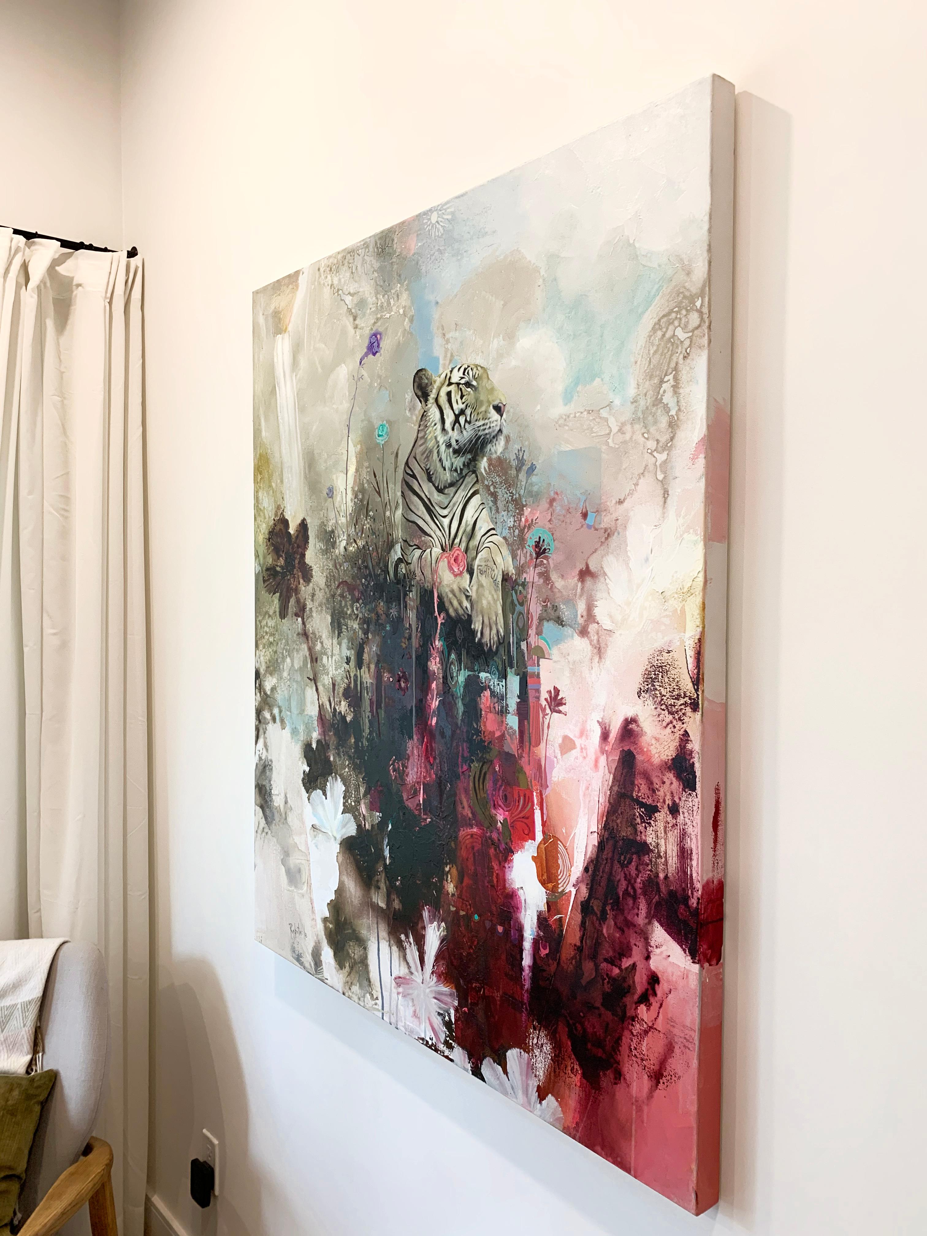 Mount Fortitude, Abstract Realism, Tiger with bright palette and design texture For Sale 3