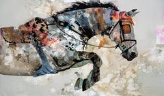 Passage Abstrait, Pintura al óleo Caballo de colores cálidos, realismo abstracto y textura