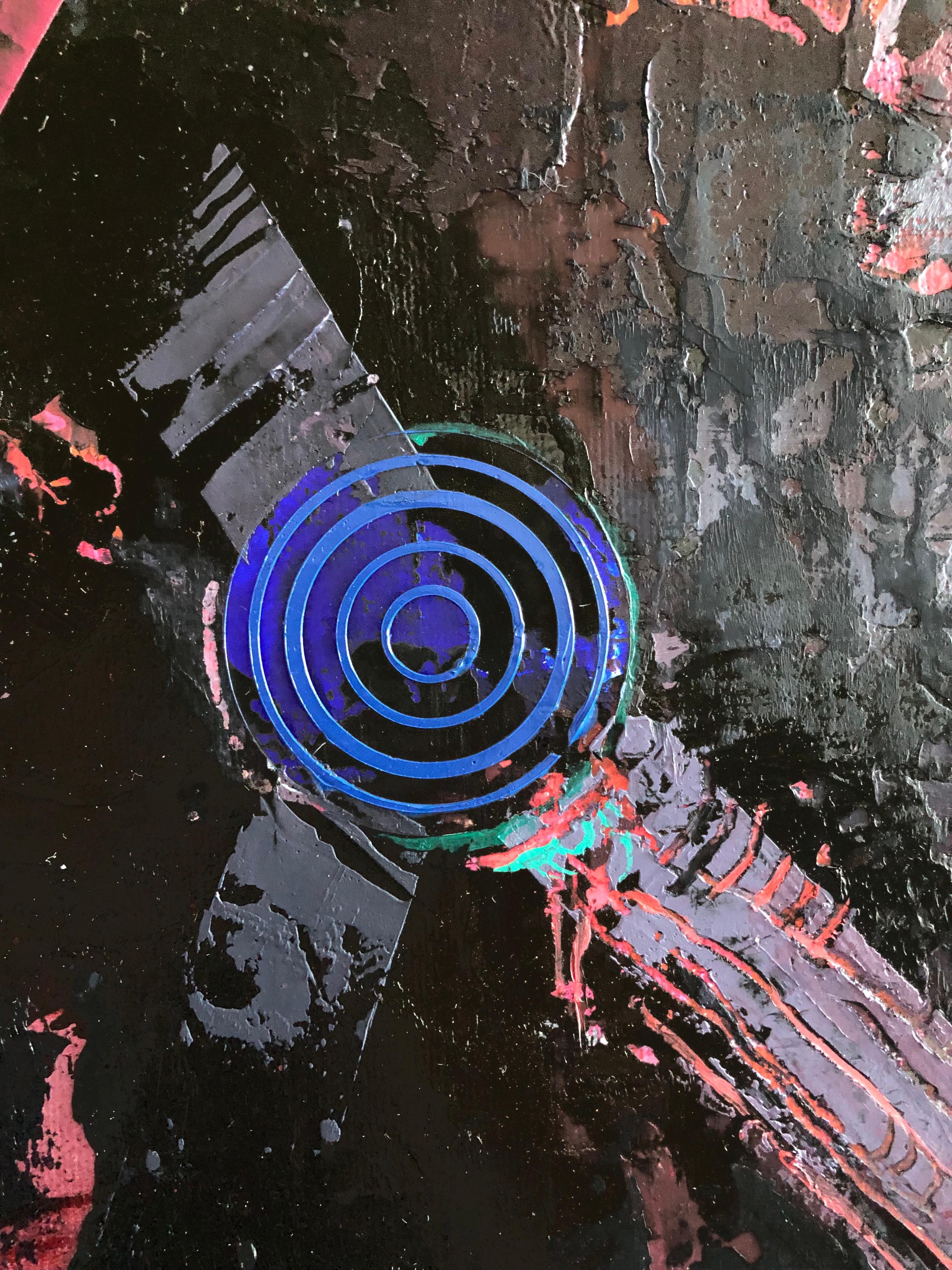 Quintessenz, Abstrakter Realismus Pferdemalerei, rosa Palette, Design Textur (Grau), Animal Painting, von Eric Robitaille