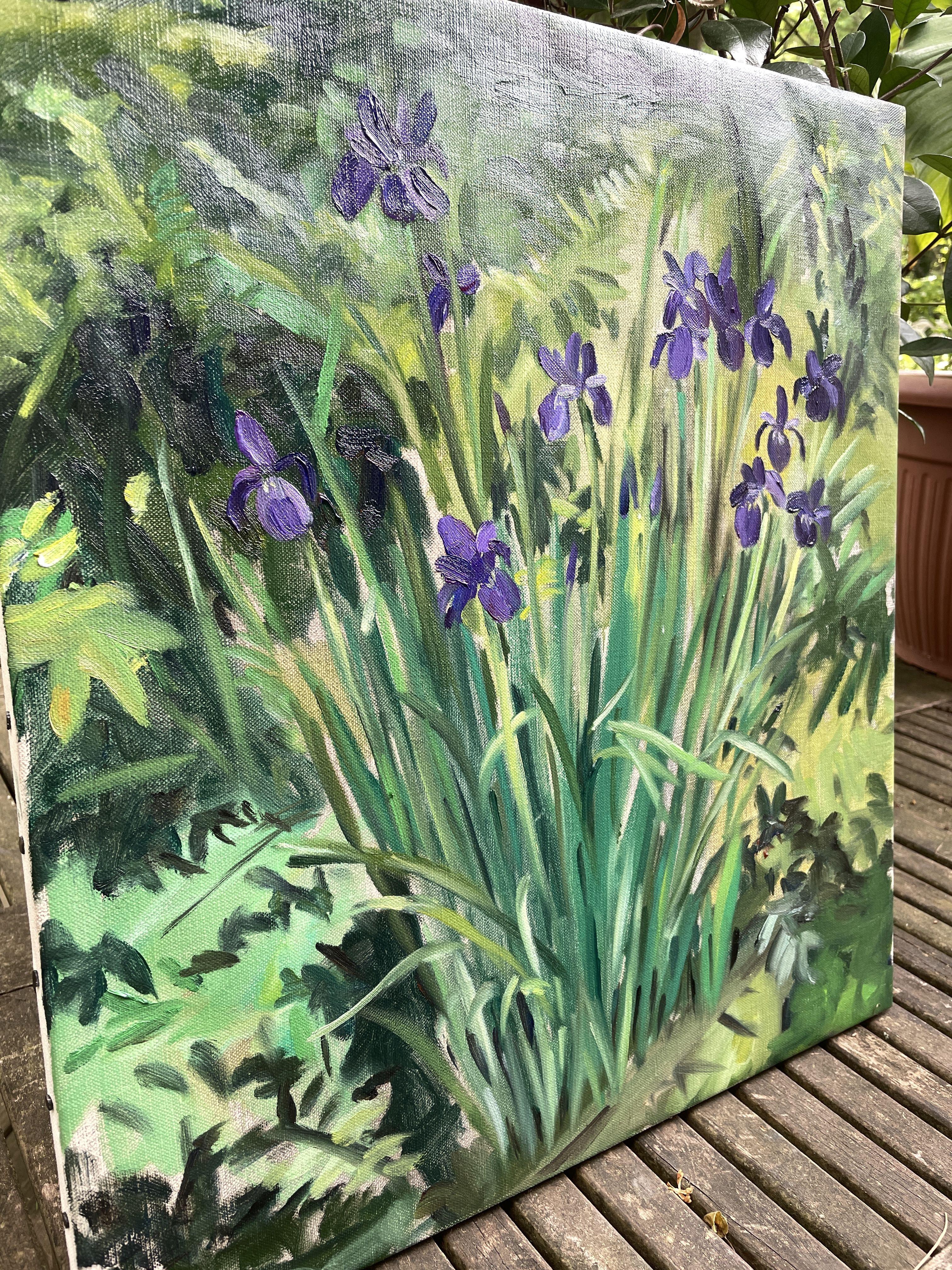 Irises, Painting, Oil on Canvas For Sale 3