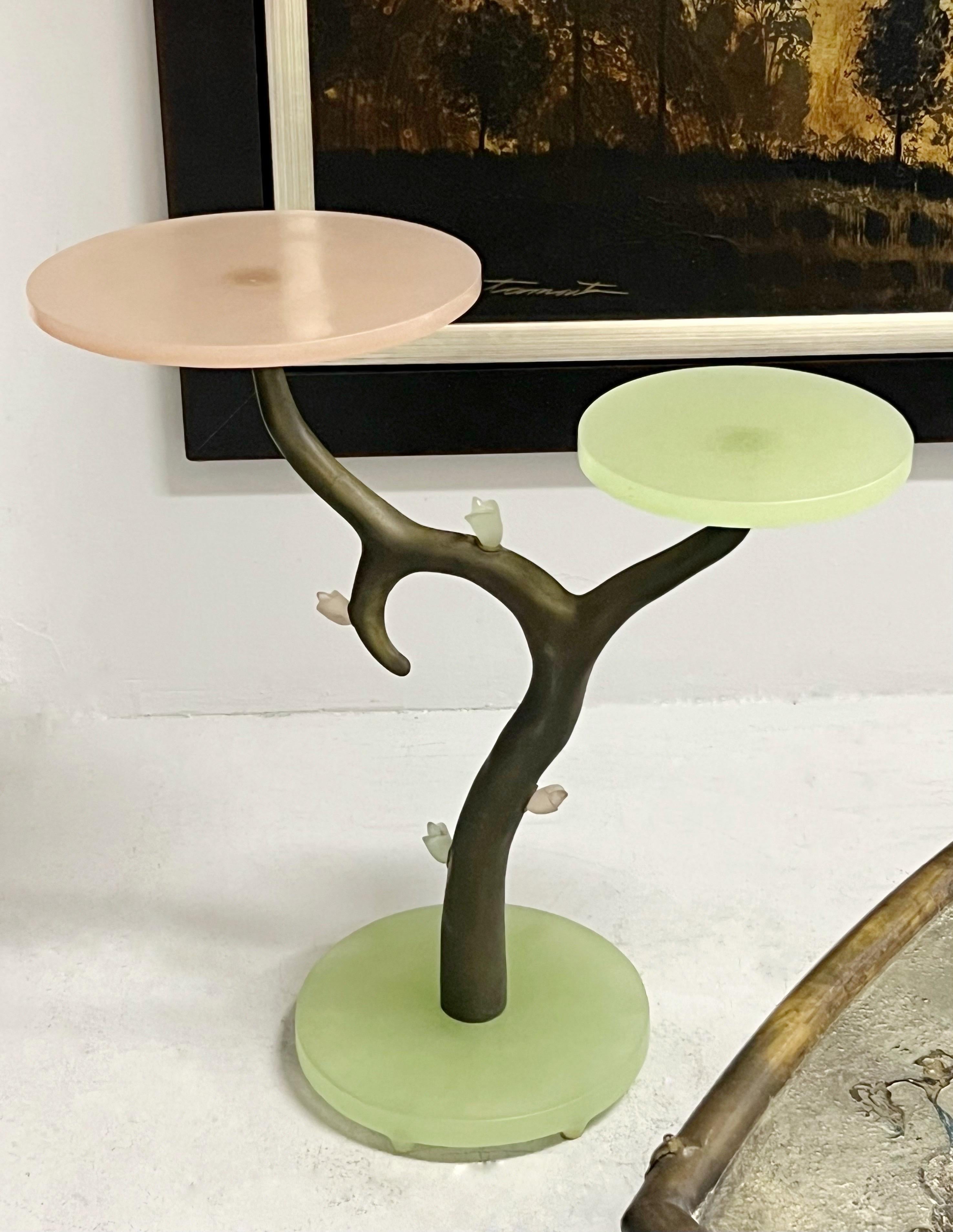 French Eric Schmidt Daum Glass and Bronze Pate de Verre Sculptural Table  For Sale