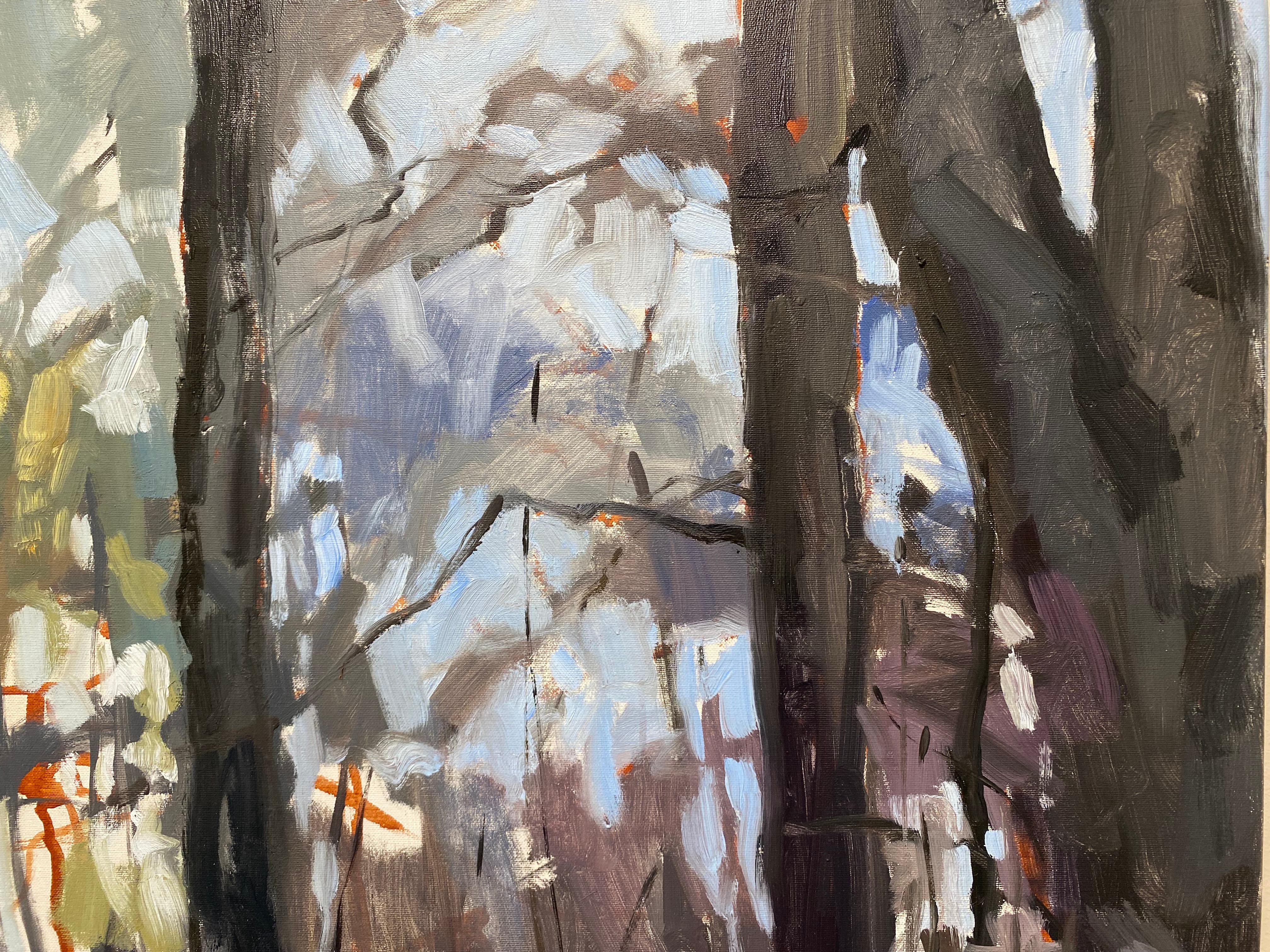 Biotoop 0.1 - Zeitgenössische niederländische Waldlandschaftsmalerei des 21. (Grau), Landscape Painting, von Eric Schutte