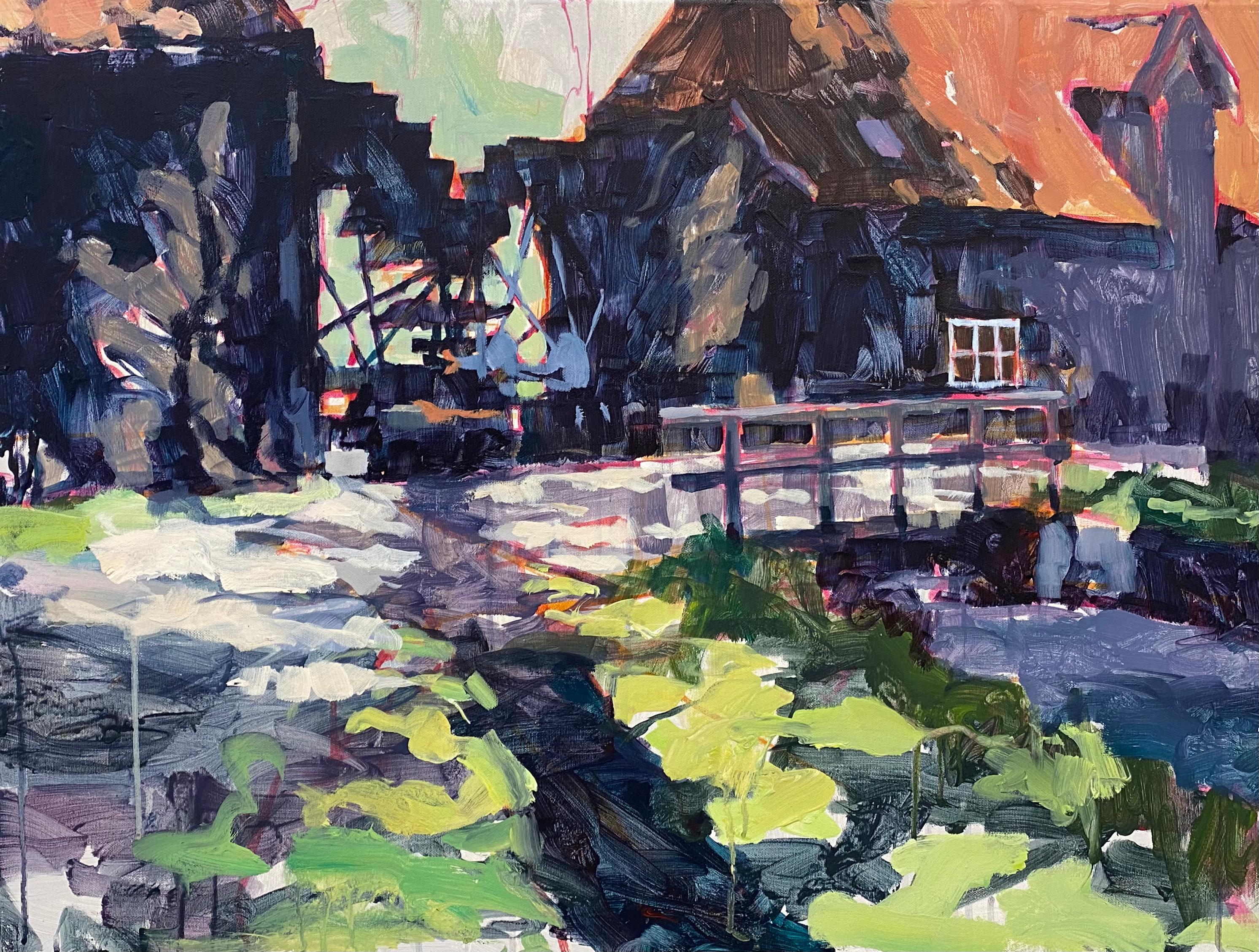Figurative Painting di Eric Schutte - Collse Watermolen  (Watermill) - Pittura di paesaggio contemporanea del XXI secolo