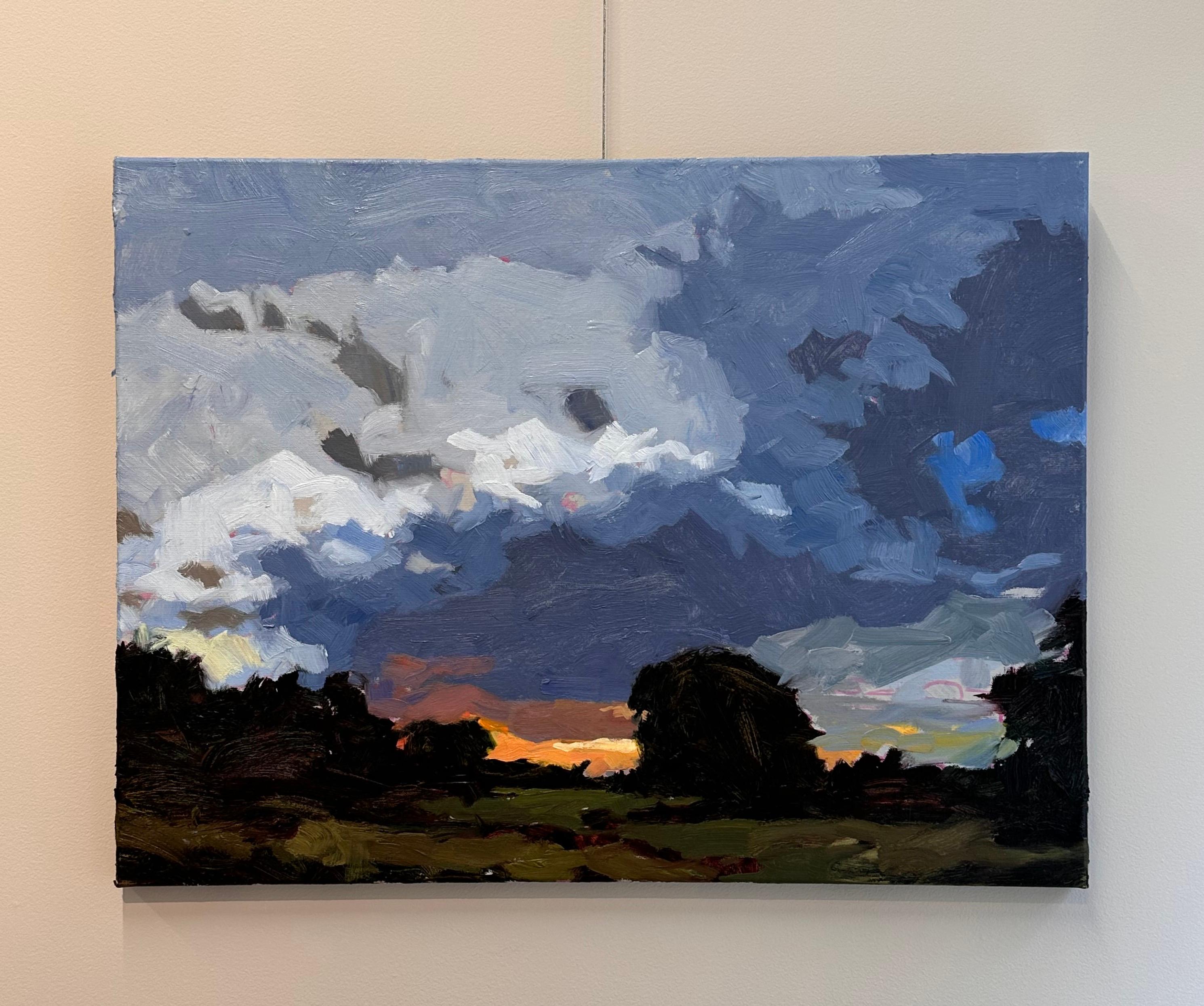 Abendrot - Zeitgenössisches holländisches Sonnenuntergang-Heide-Landschaftsgemälde des 21. – Painting von Eric Schutte