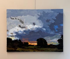 Evening Red - 21st Century Contemporary Dutch Sunset Heath Landscape Painting
