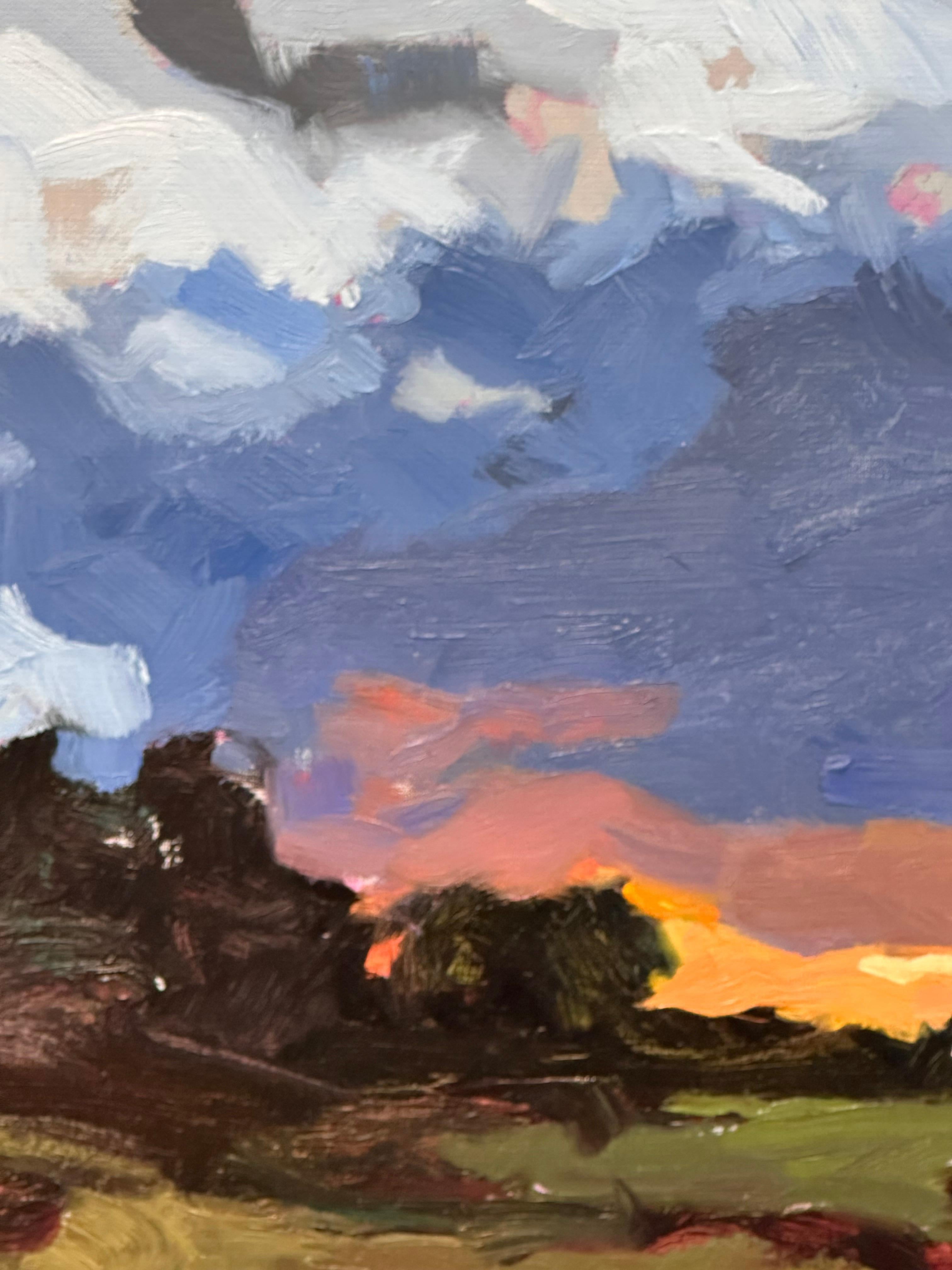 Eric Schutte
Abendrot
60 x 80 cm Acryl auf Leinwand

Diese leuchtende holländische Heidelandschaft bei Sonnenuntergang ist ein Originalwerk des zeitgenössischen holländischen Künstlers Eric Schutte, gemalt en plein air direkt in der