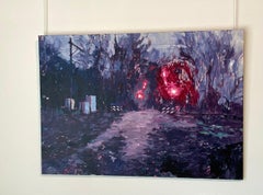 Attraversamento ferroviario - Pittura contemporanea del 21° secolo con paesaggi colorati