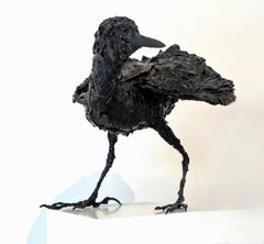 Bittern- Skulptur eines Vogels aus recyceltem schwarzem Kunststoff aus dem 21. Jahrhundert
