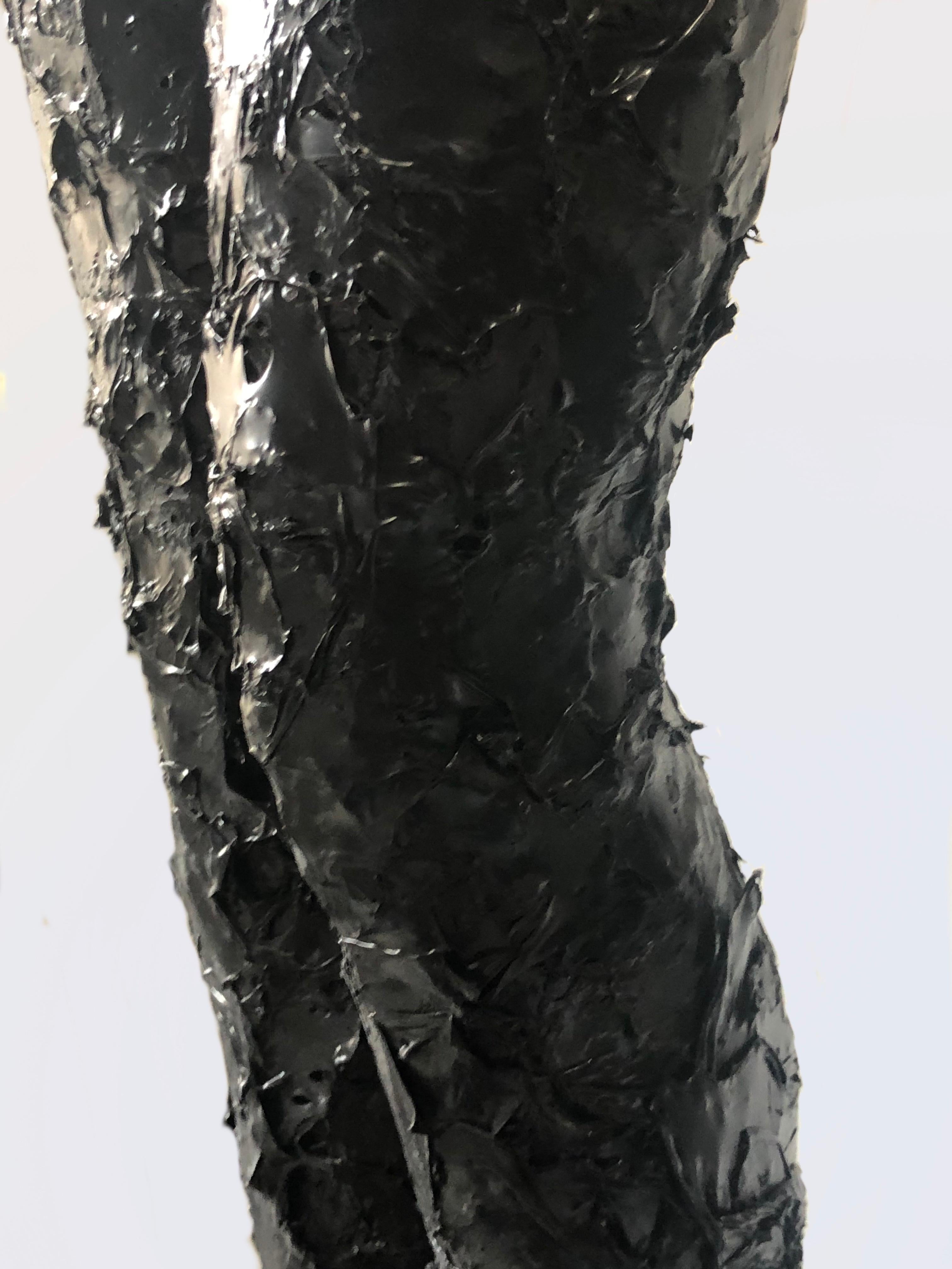 Colette- 21st Century Sculpture of a nude girl made of black recycled plastic  For Sale 5