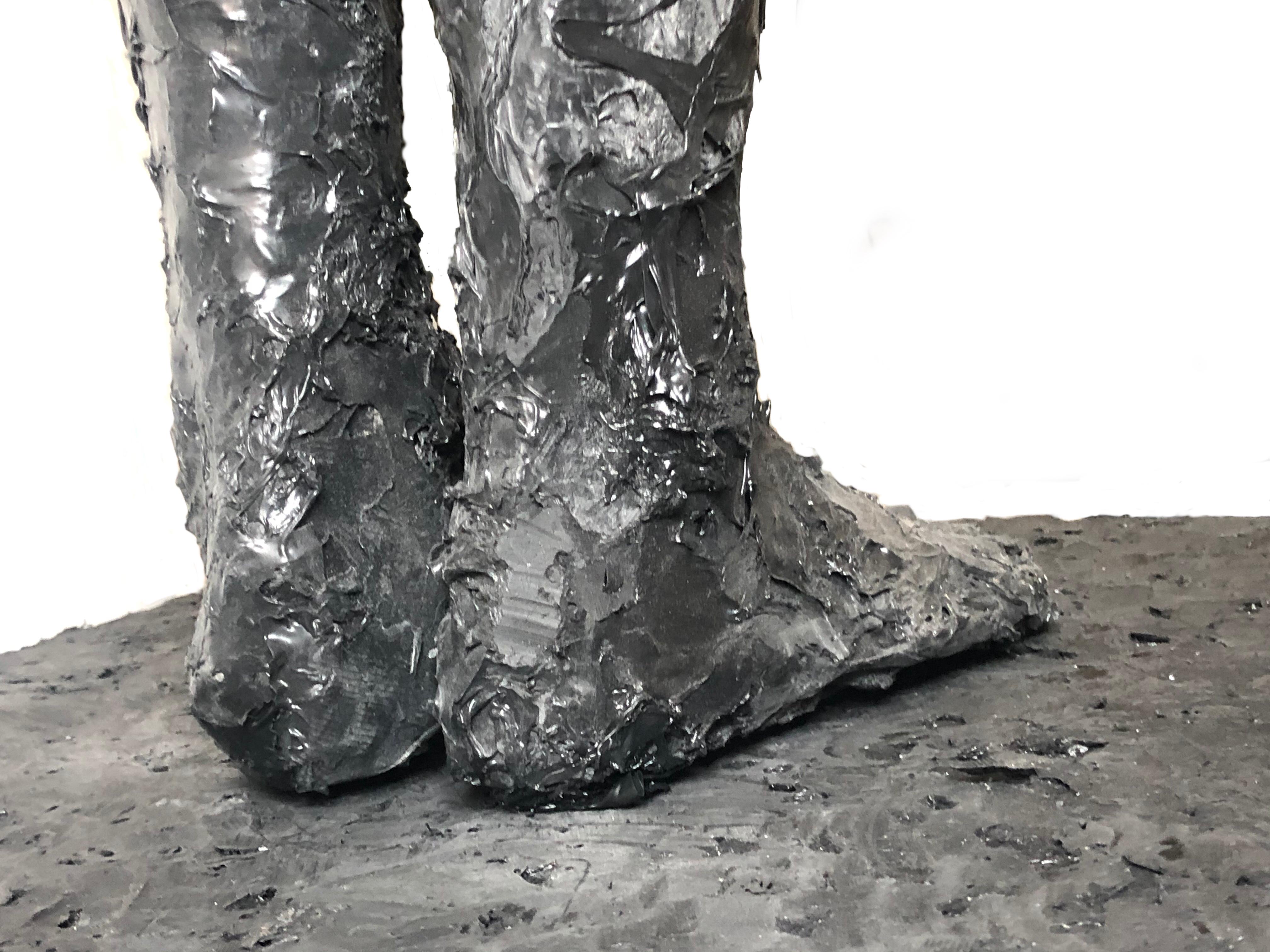 Colette- 21st Century Sculpture of a nude girl made of black recycled plastic  For Sale 7