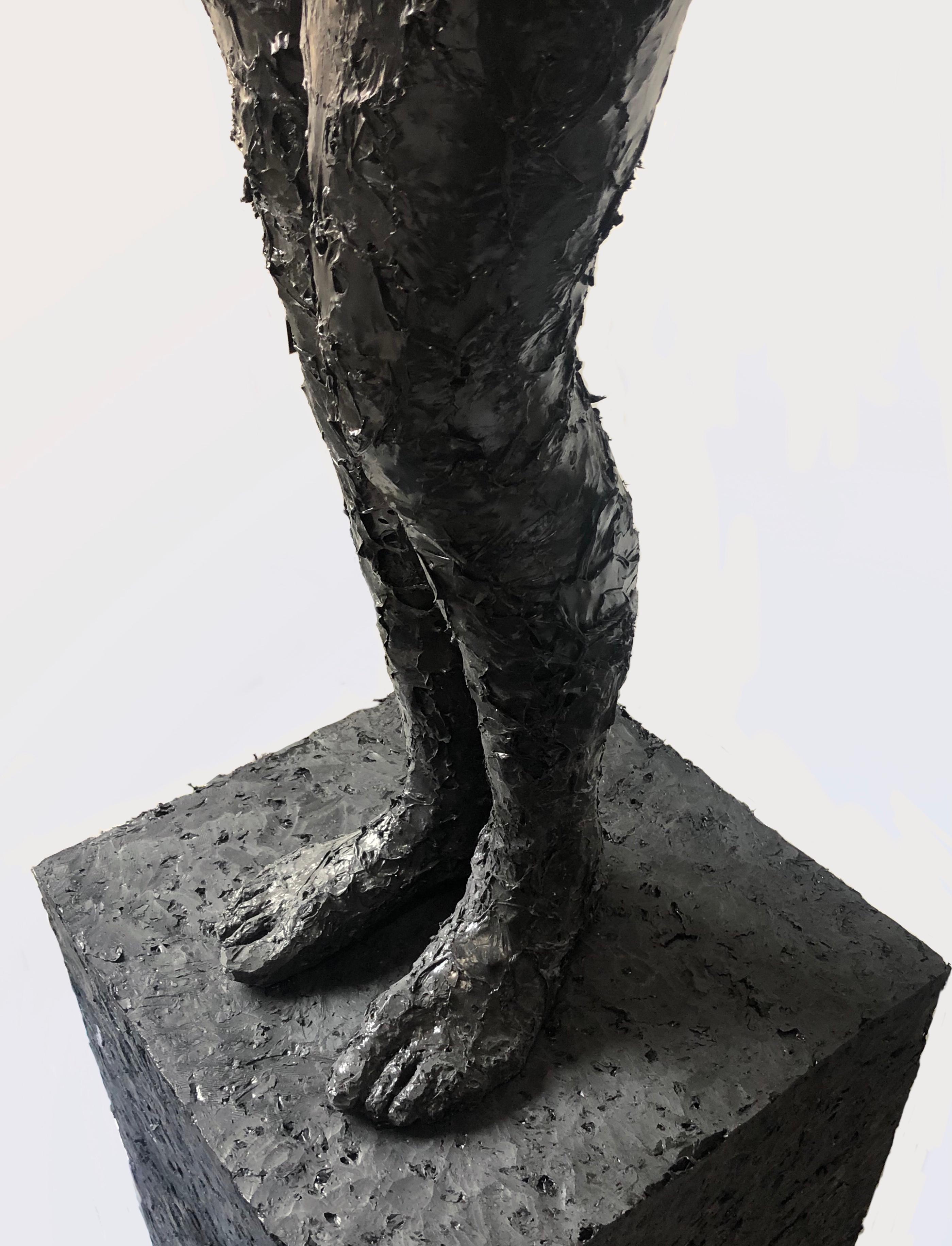 Colette- 21st Century Sculpture of a nude girl made of black recycled plastic  For Sale 9