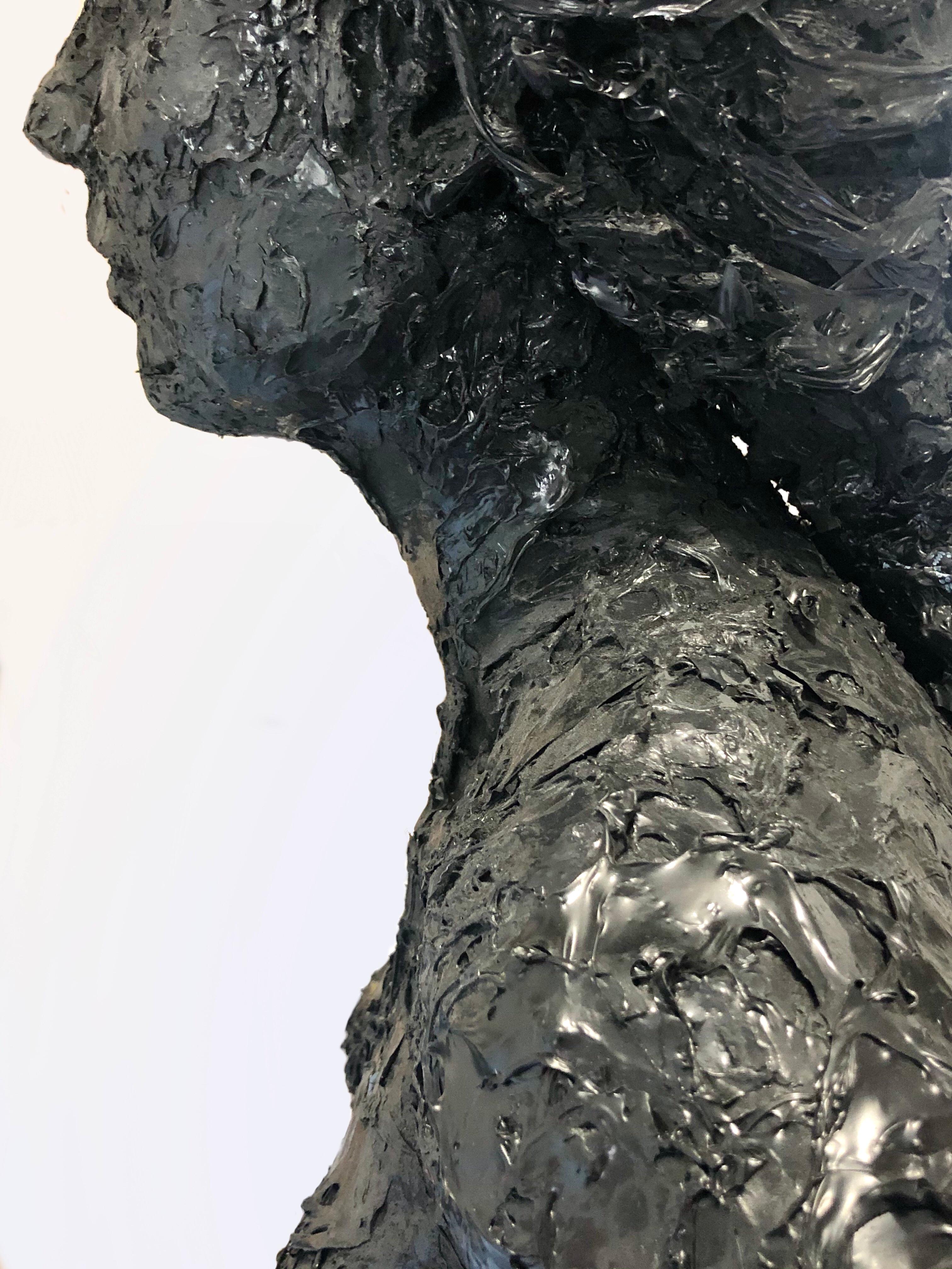 Colette- 21st Century Sculpture of a nude girl made of black recycled plastic  For Sale 1