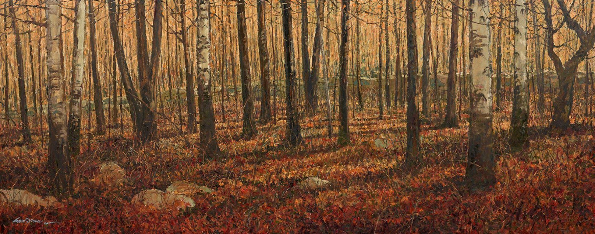 Landscape Painting Eric Sloane - Intérieur de la forêt