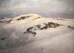 Paesaggio montano invernale con sciatore