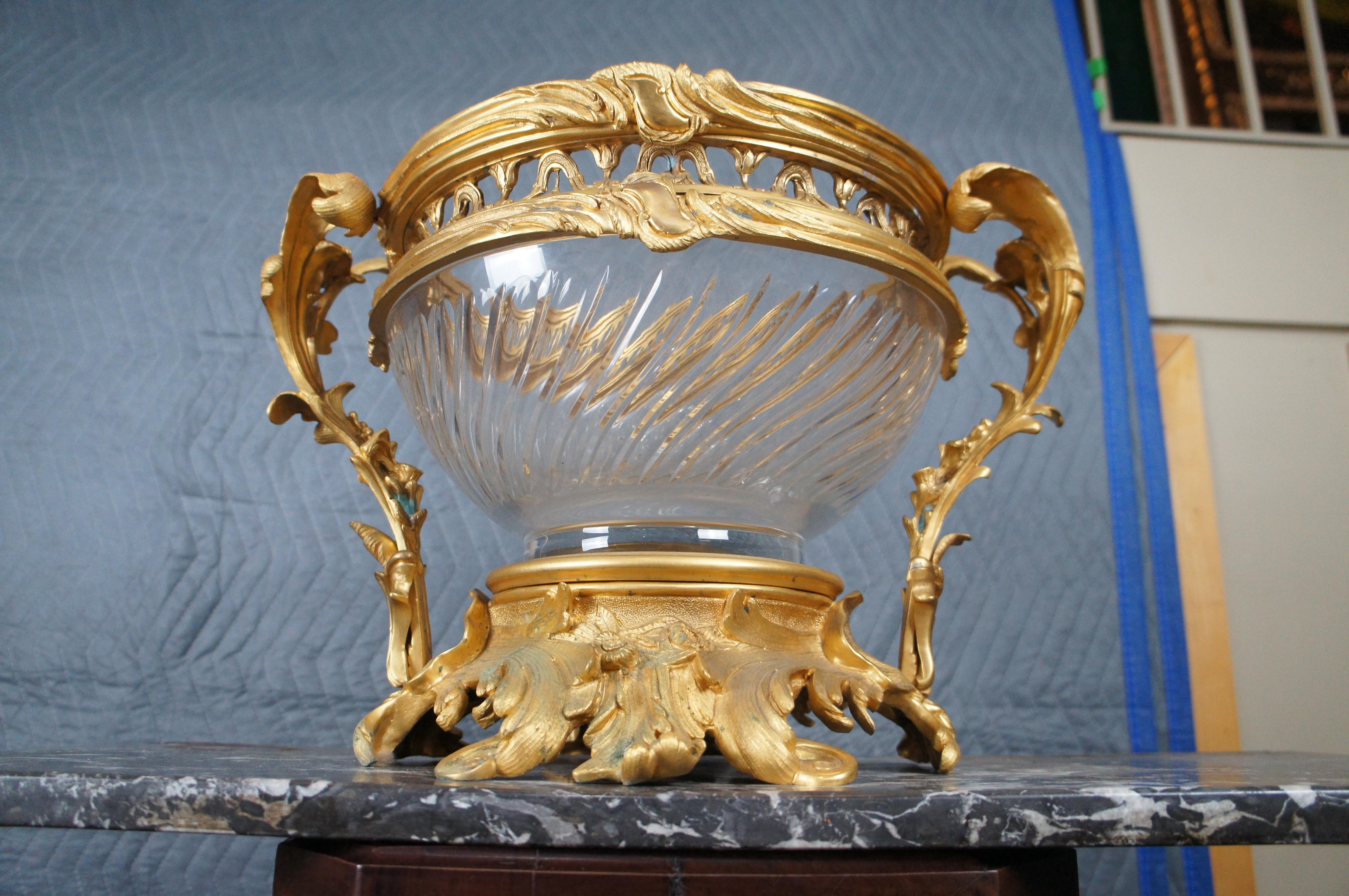 Eric Stepniewski French Louis XV Ormolu Crystal Incense Burner Centerpiece Bowl For Sale 5