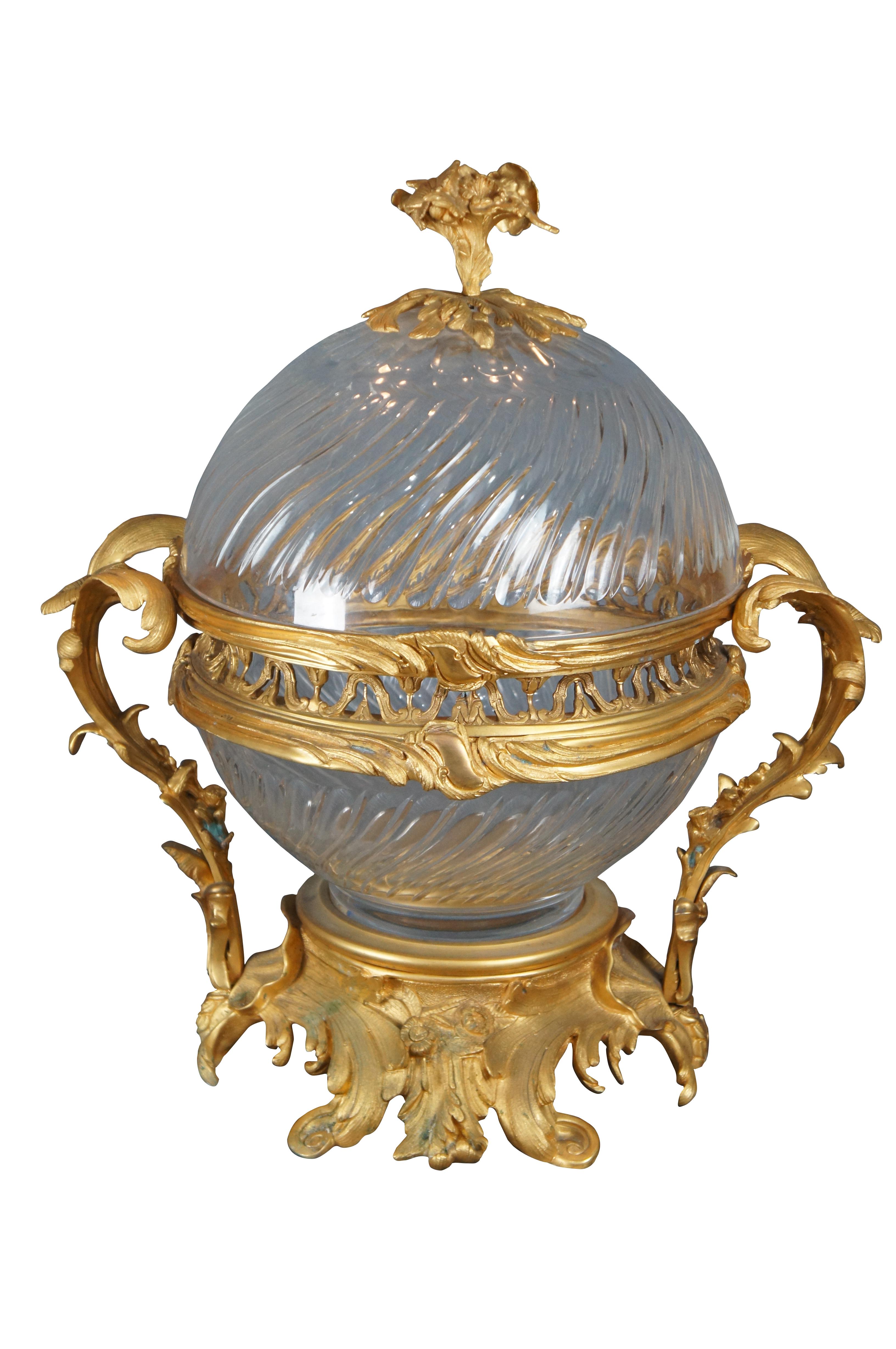 Eric Stepniewski French Louis XV Ormolu Crystal Incense Burner Centerpiece Bowl In Good Condition For Sale In Dayton, OH