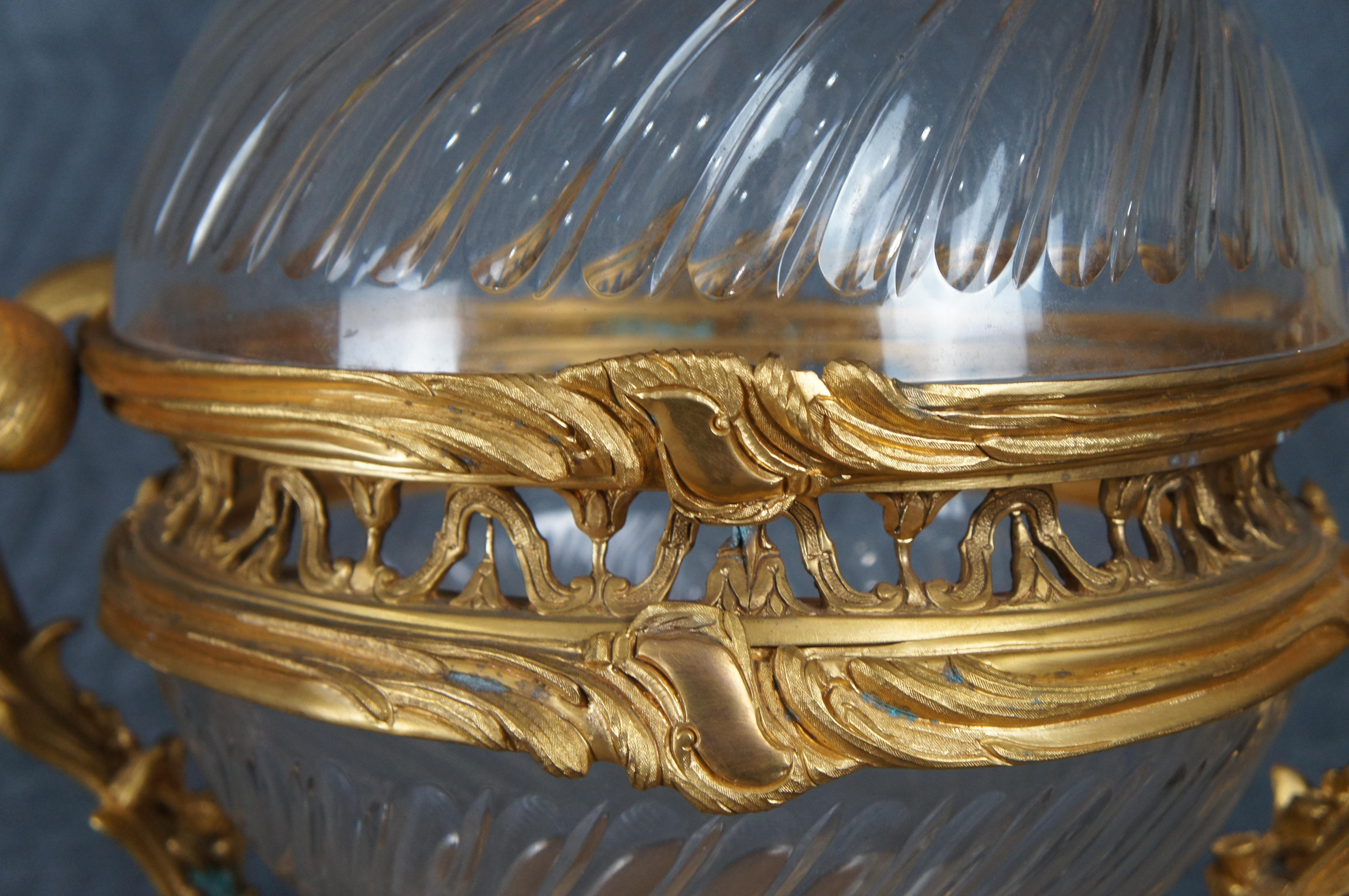 Brass Eric Stepniewski French Louis XV Ormolu Crystal Incense Burner Centerpiece Bowl For Sale