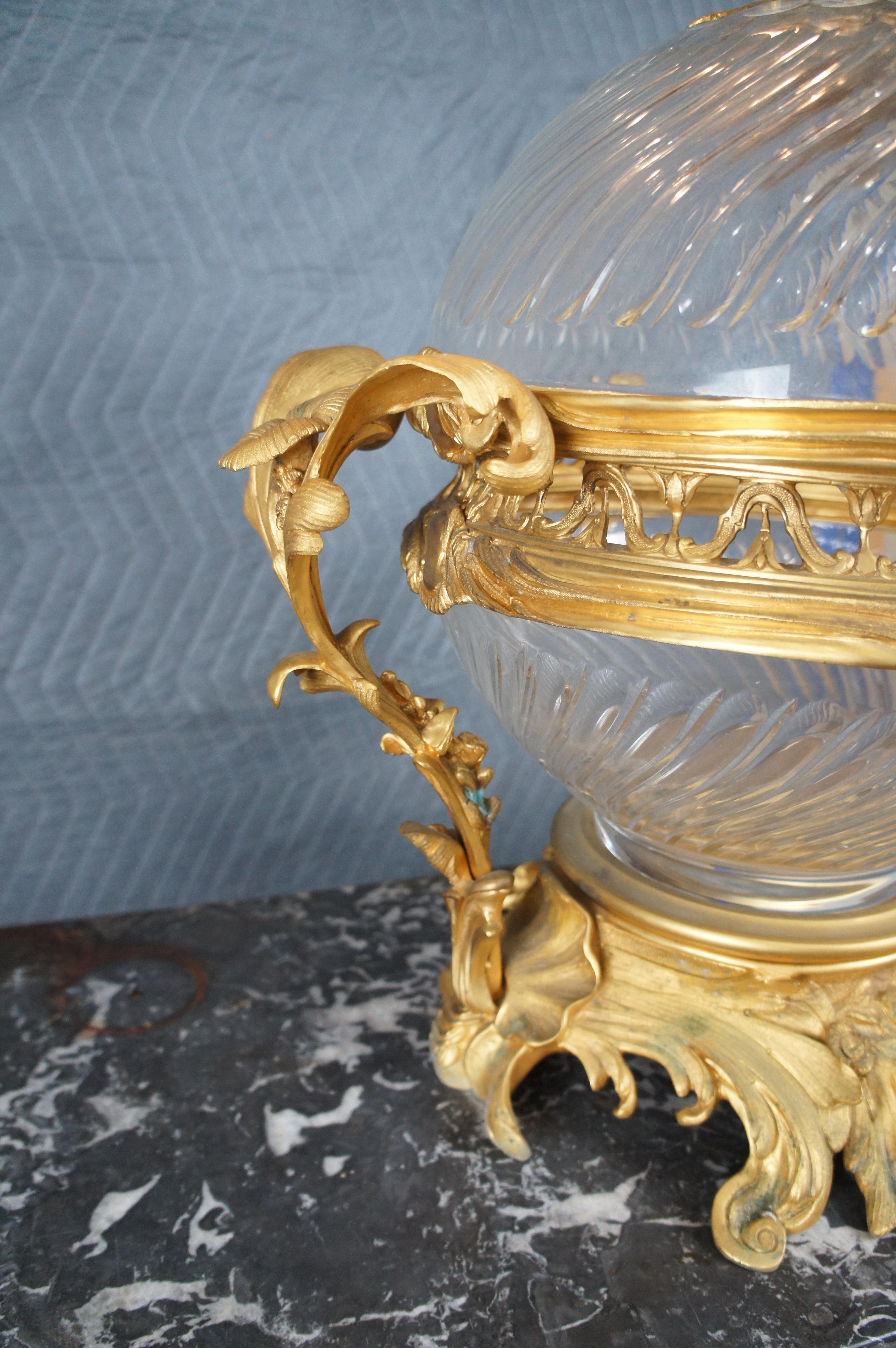 Eric Stepniewski French Louis XV Ormolu Crystal Incense Burner Centerpiece Bowl For Sale 2