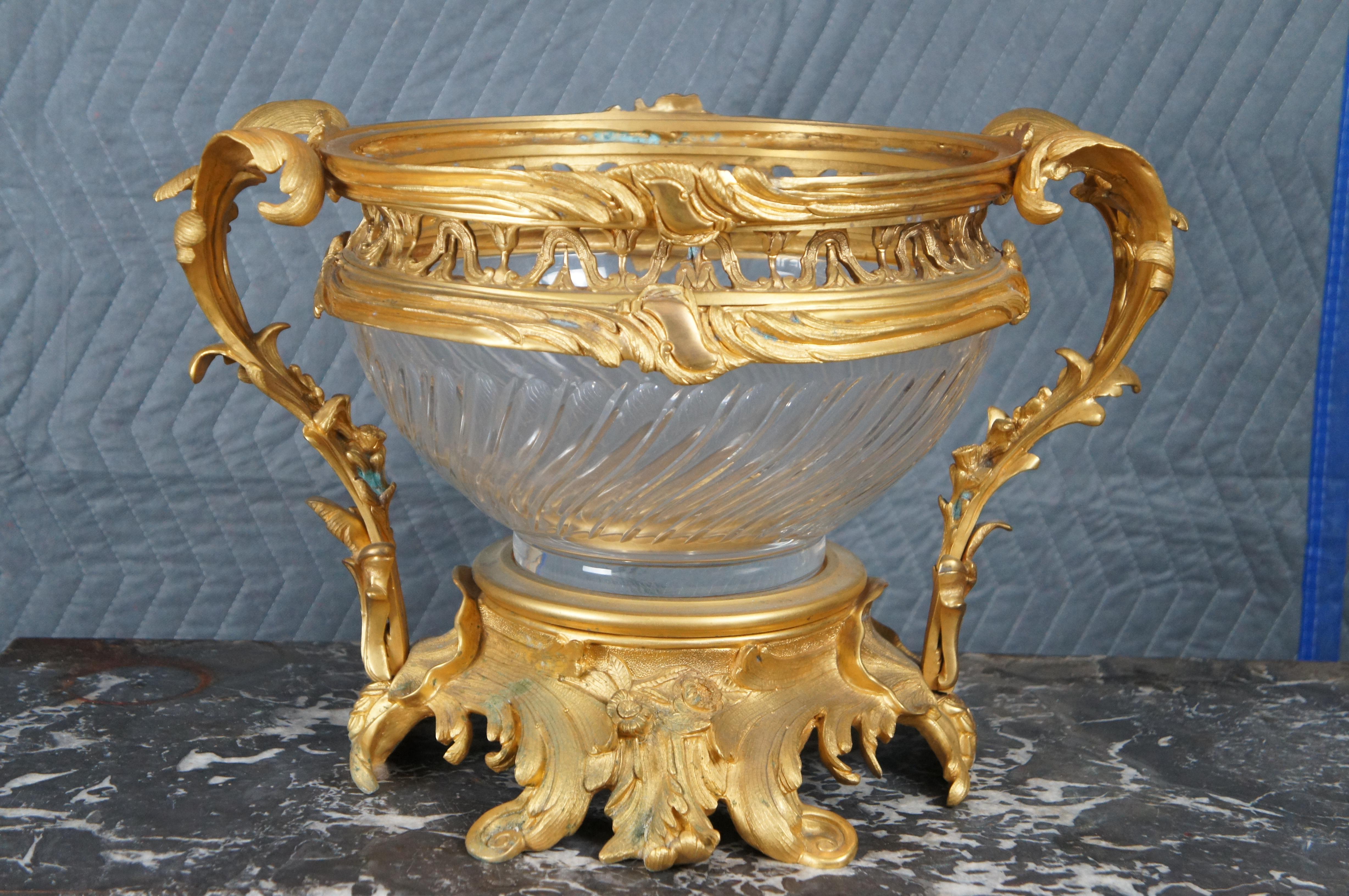 Eric Stepniewski French Louis XV Ormolu Crystal Incense Burner Centerpiece Bowl For Sale 3