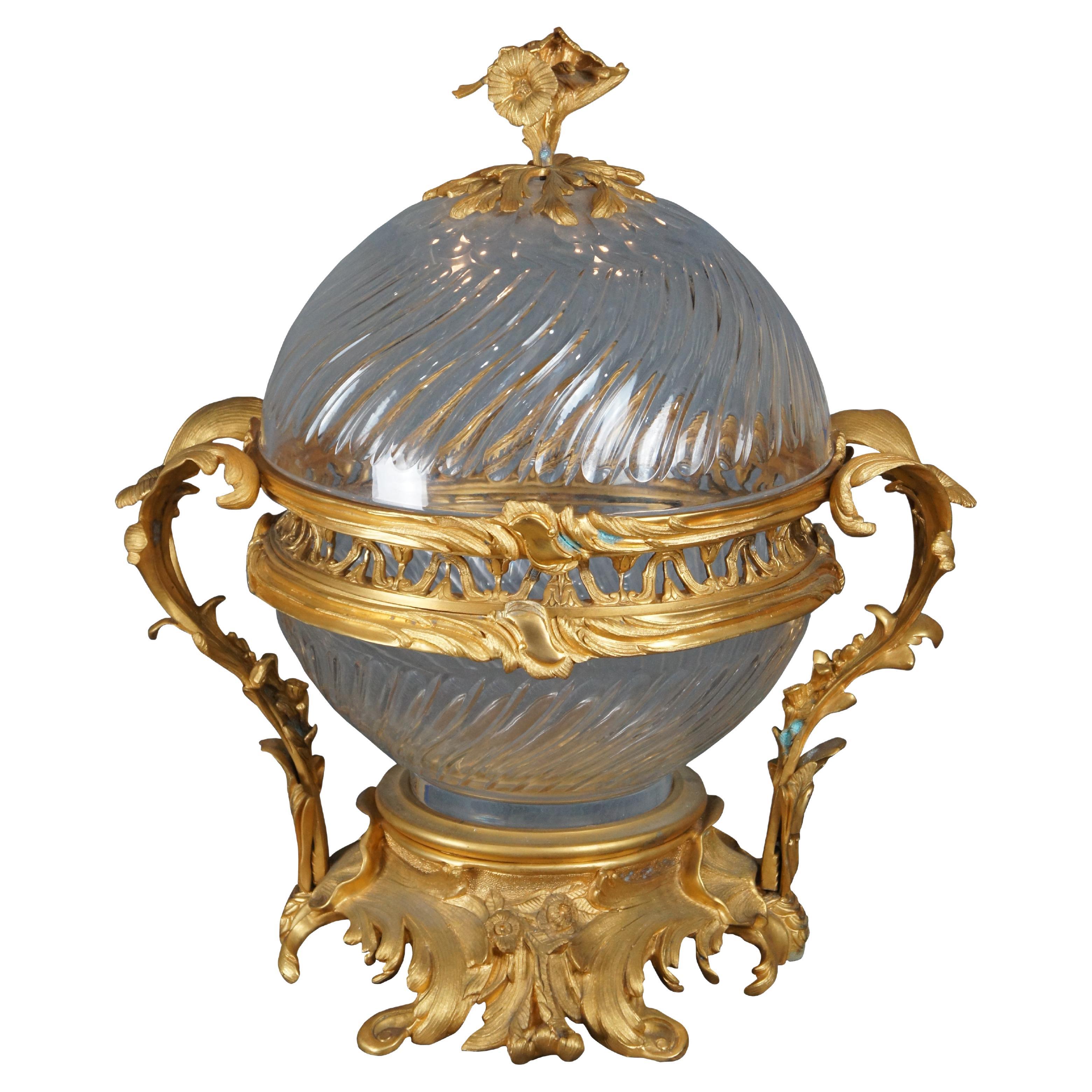 Eric Stepniewski French Louis XV Ormolu Crystal Incense Burner Centerpiece Bowl For Sale