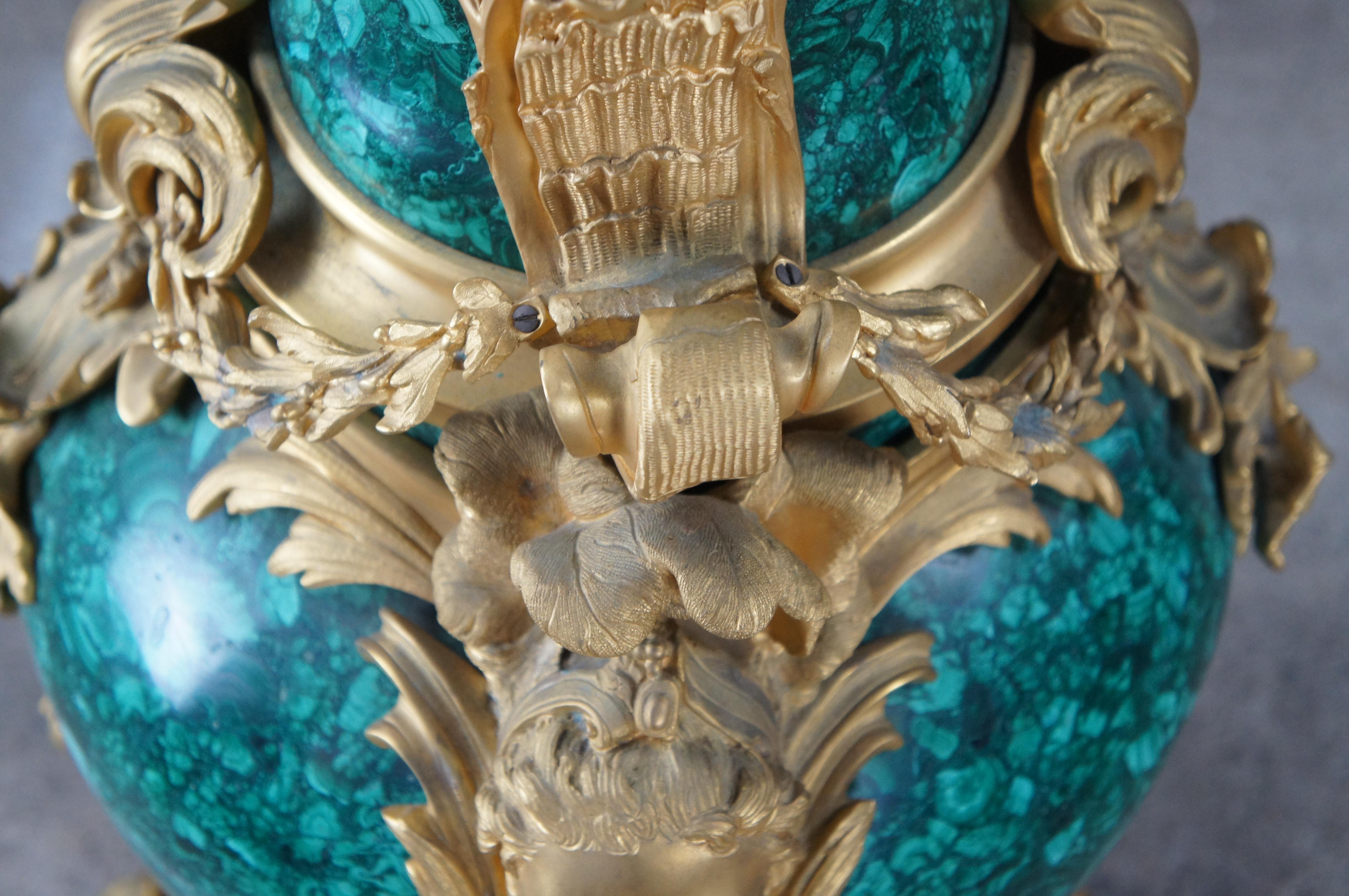Eric Stepniewski French Louis XV Rococo Ormolu Malachite Candelabra Vase 58
