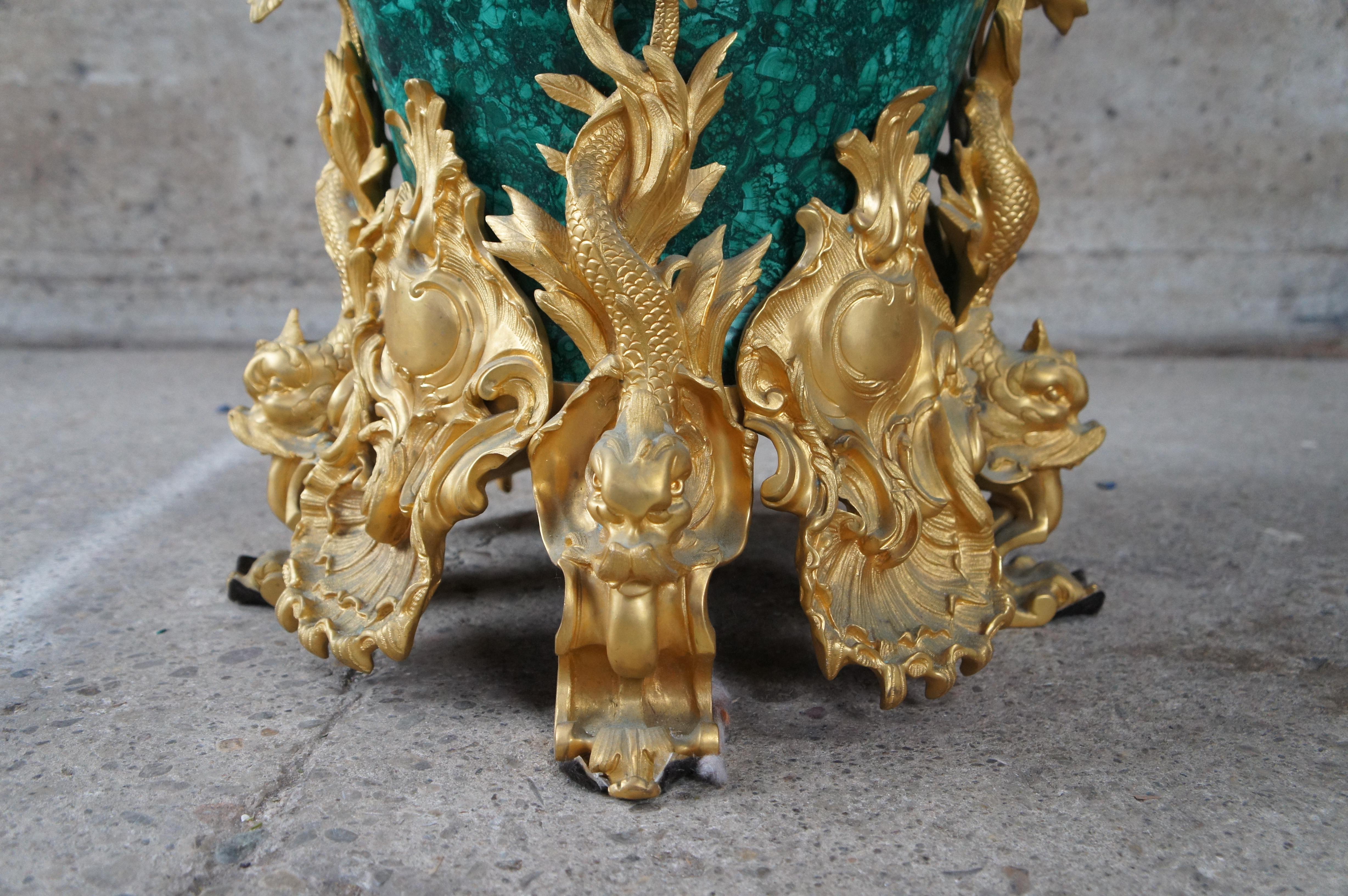Eric Stepniewski French Louis XV Rococo Ormolu Malachite Candelabra Vase 58