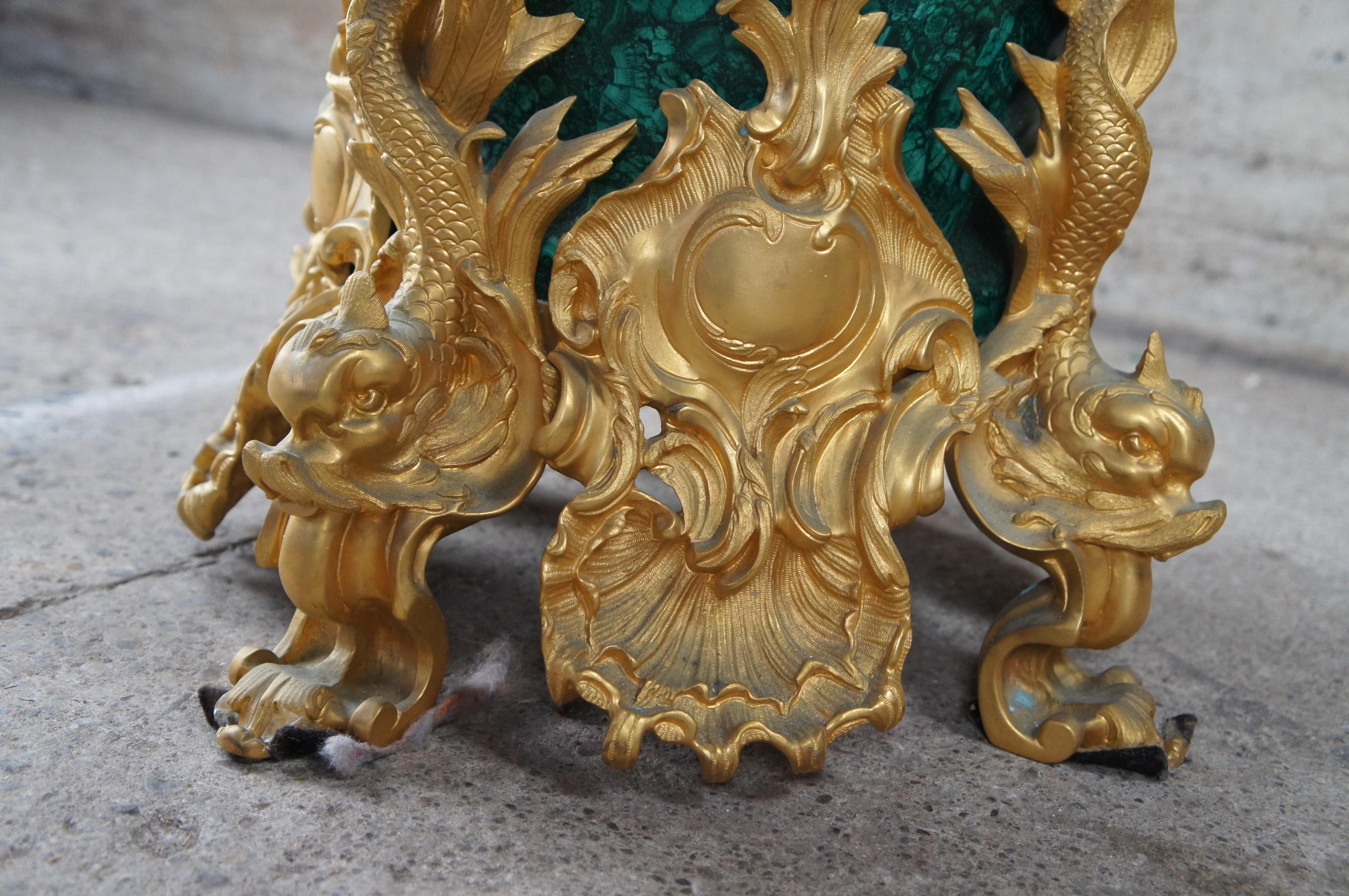 20th Century Eric Stepniewski French Louis XV Rococo Ormolu Malachite Candelabra Vase 58
