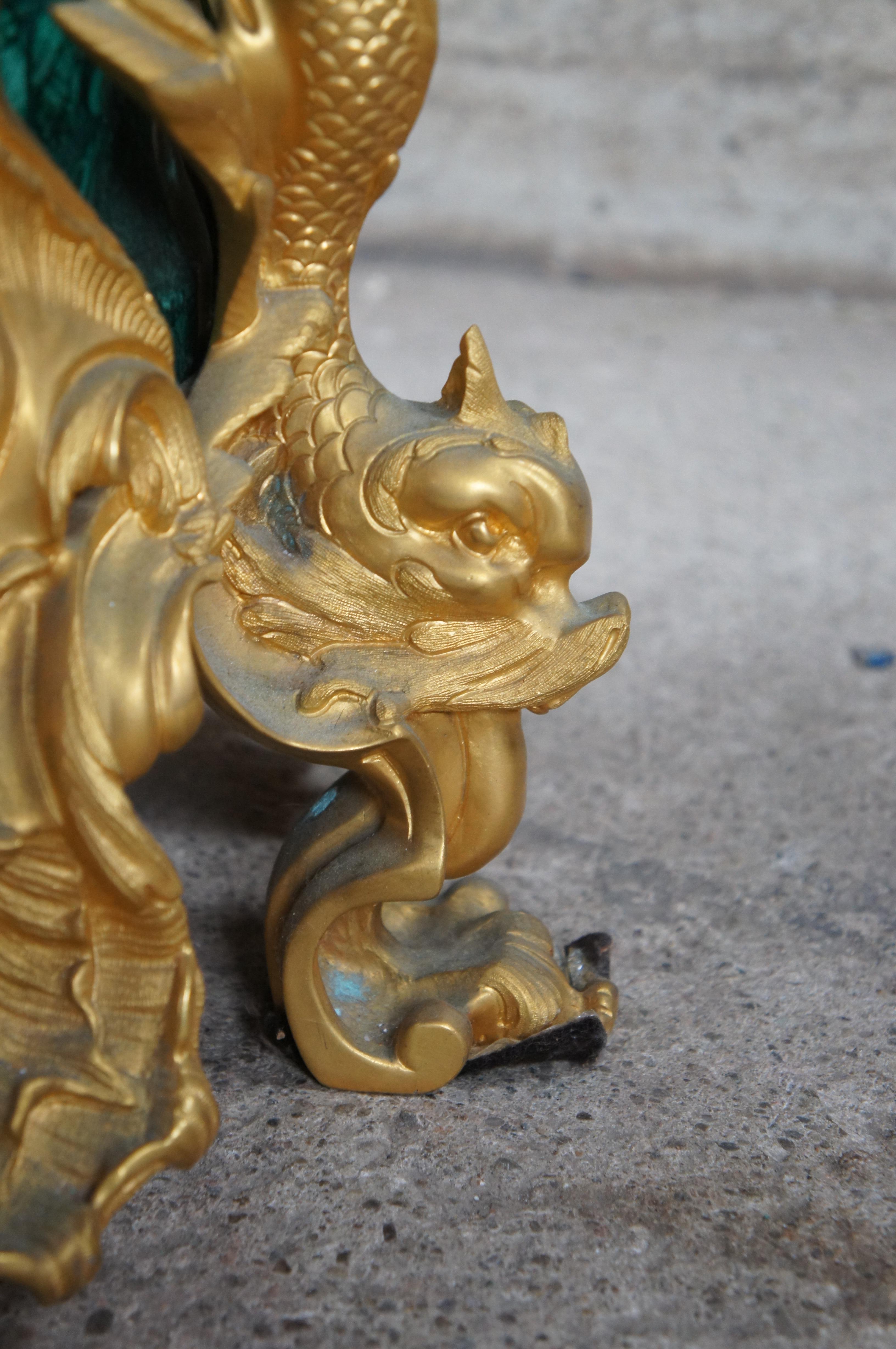 Brass Eric Stepniewski French Louis XV Rococo Ormolu Malachite Candelabra Vase 58