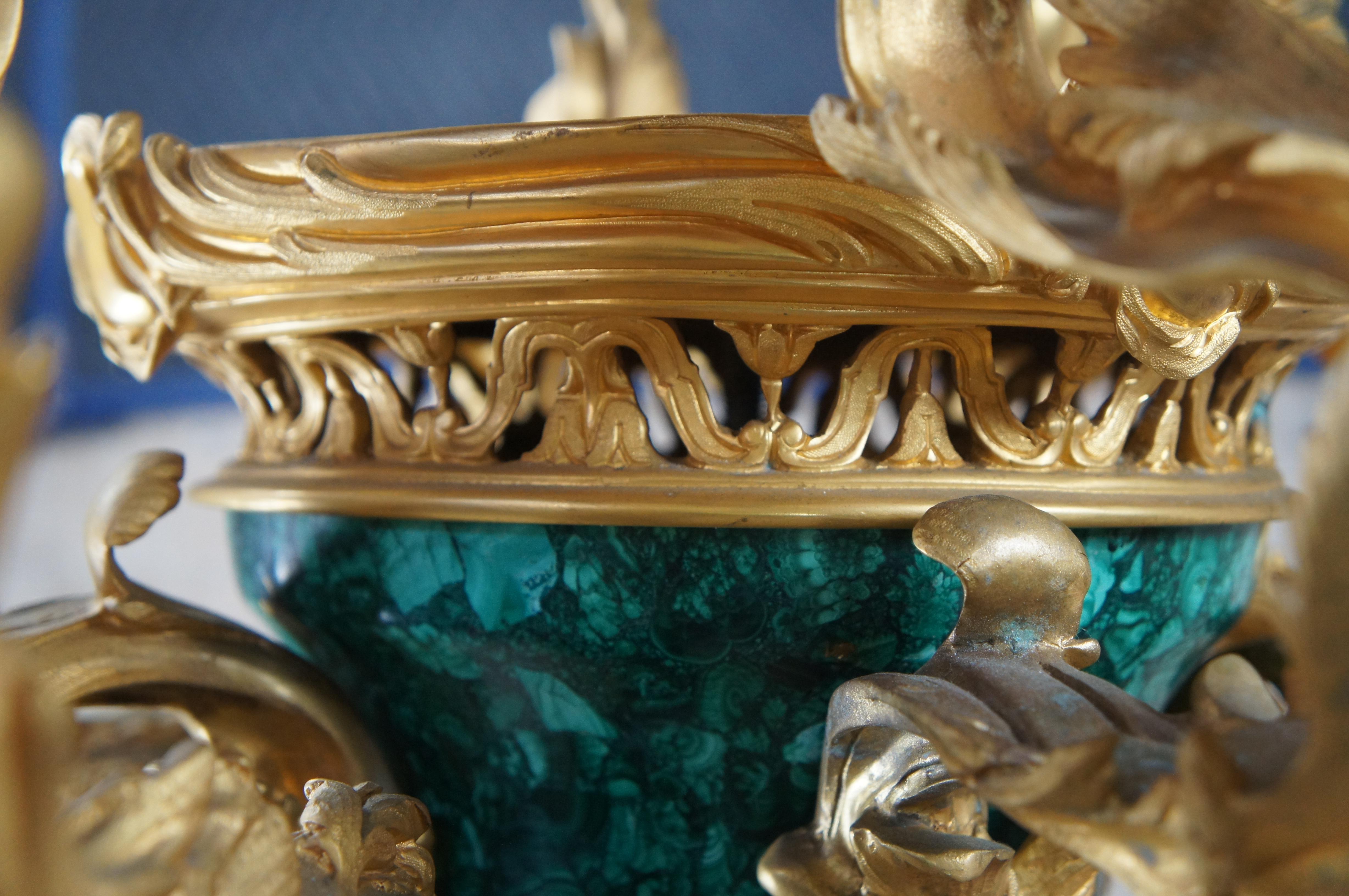 Eric Stepniewski French Louis XV Rococo Ormolu Malachite Candelabra Vase 58
