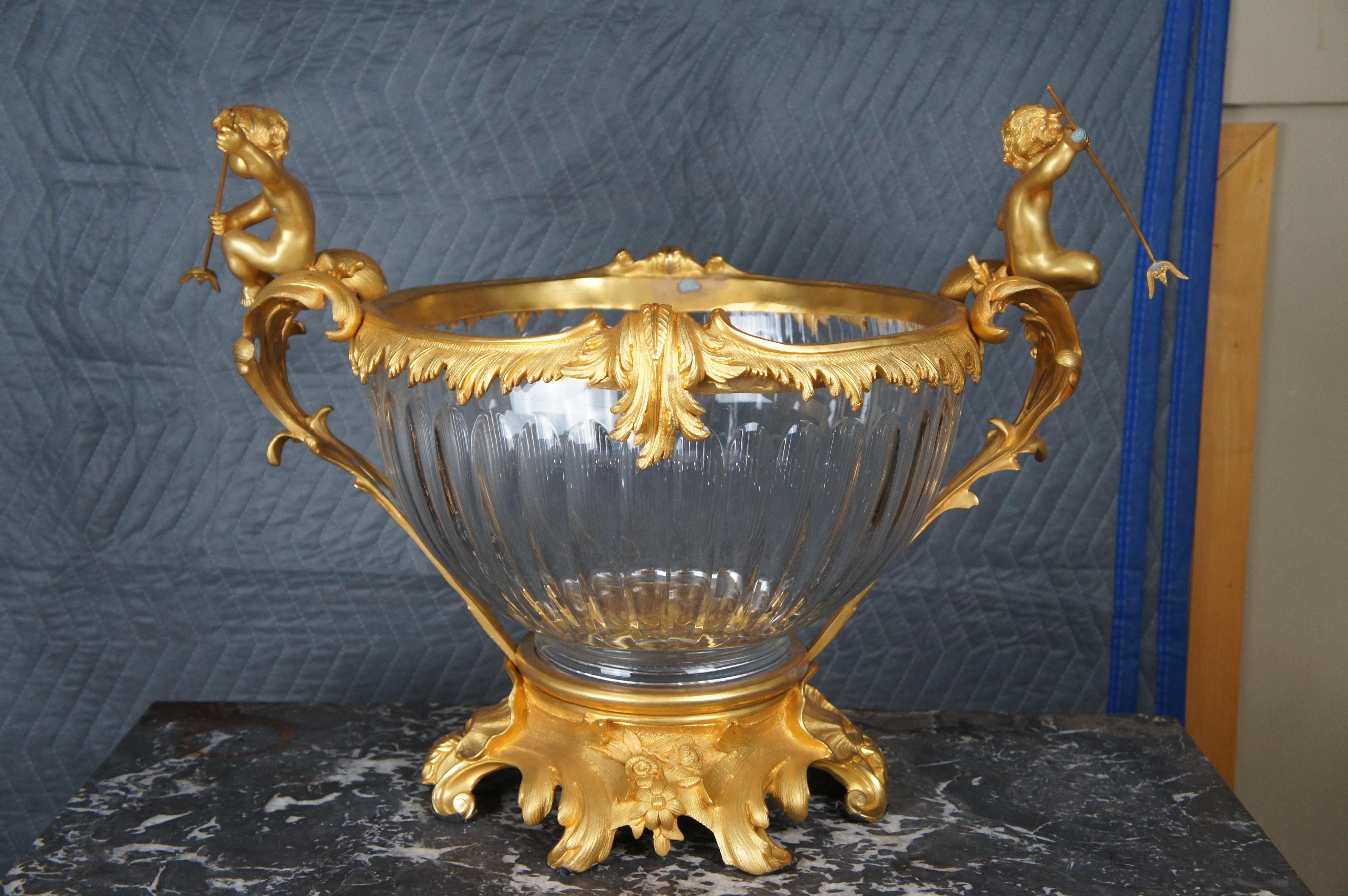 Eric Stepniewski Louis XV Stil Ormolu & Kristall Tafelaufsatz Schale (Messing) im Angebot