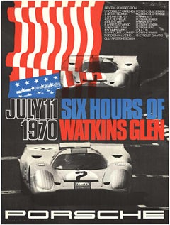 Affiche d'origine Porsche Six Hours of Watkins Glen, 1970, usine vintage