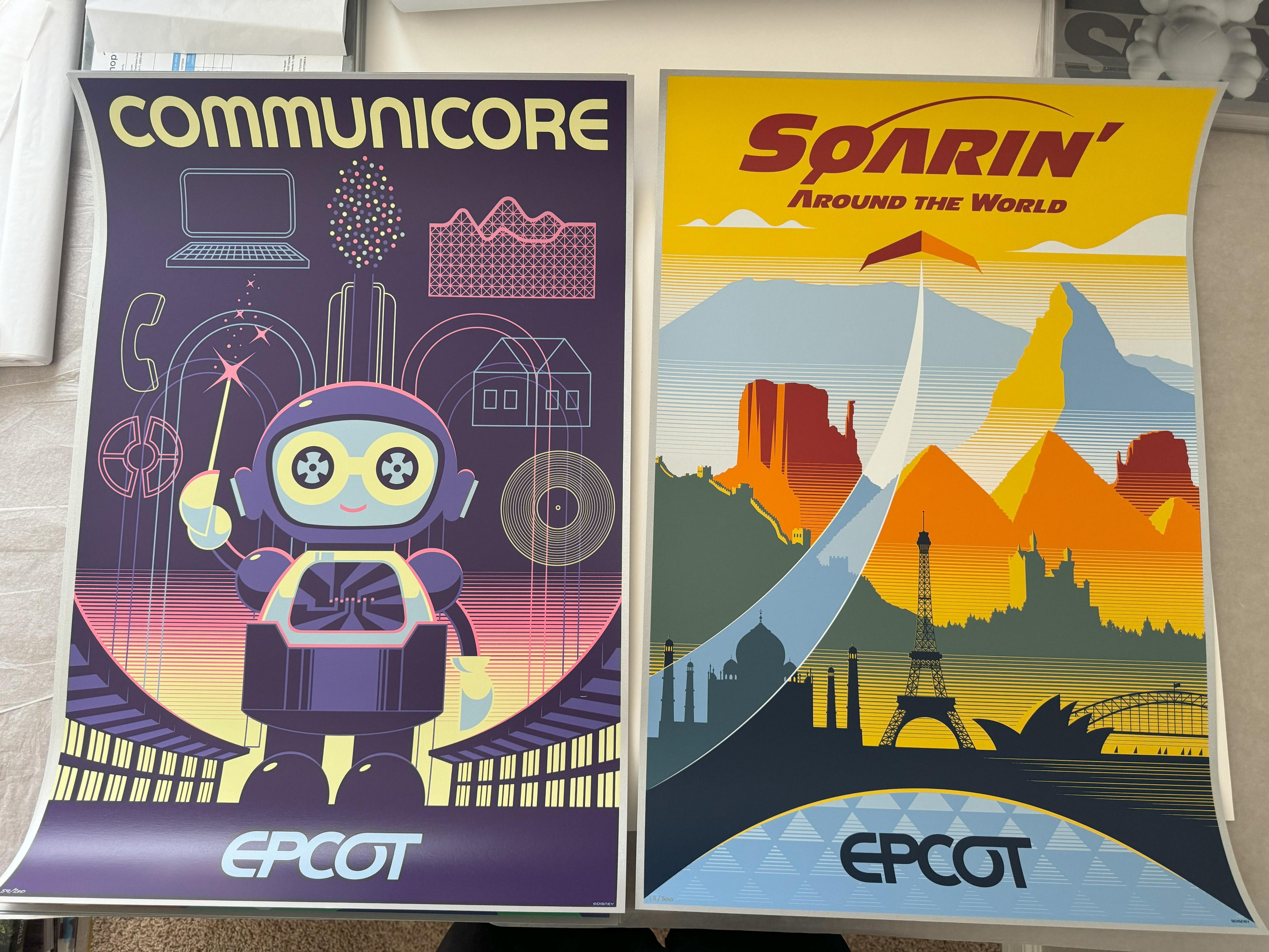 Eleven Limited Epcot Experience Numbered Serigraph Collection Set Disney - Beige Landscape Print by Eric Tan and Stacey Aoyama