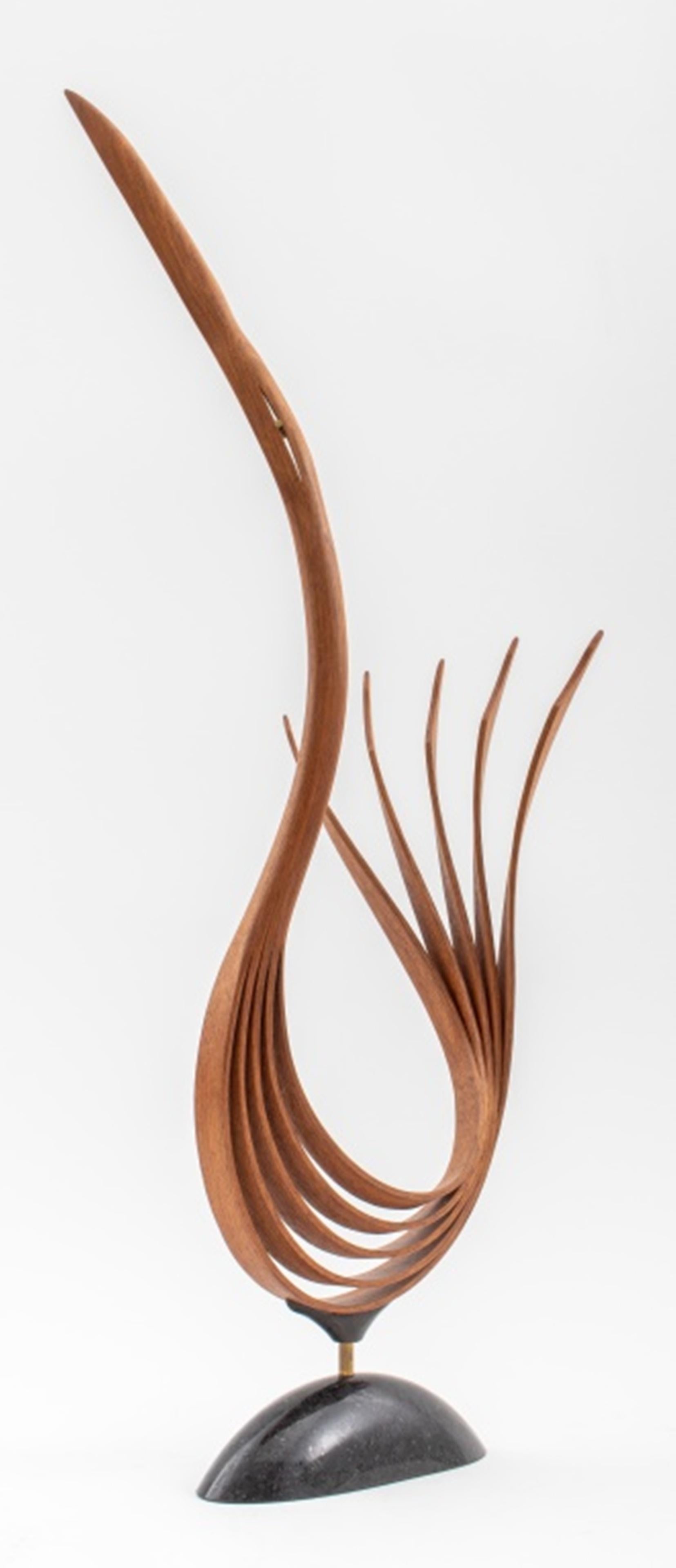 Folk Art Eric Tardif 'Bird' Walnut Wood Sculpture For Sale