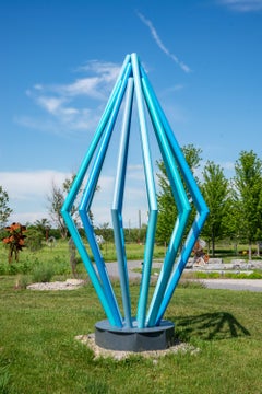Blue Diamond - Abstract Aluminum Outdoor Sculpture