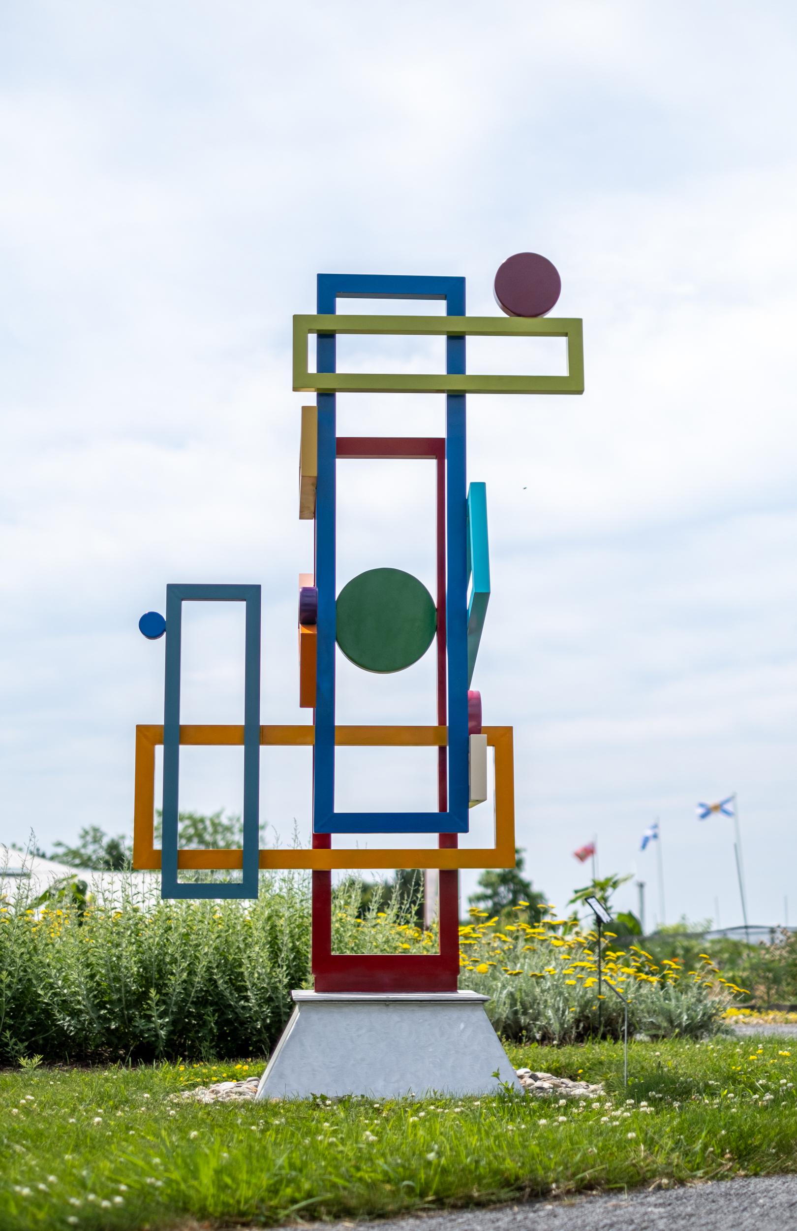 Construction and Movement - sculpture, geometric, abstract, aluminum, colourful - Abstract Sculpture by Eric Tardif