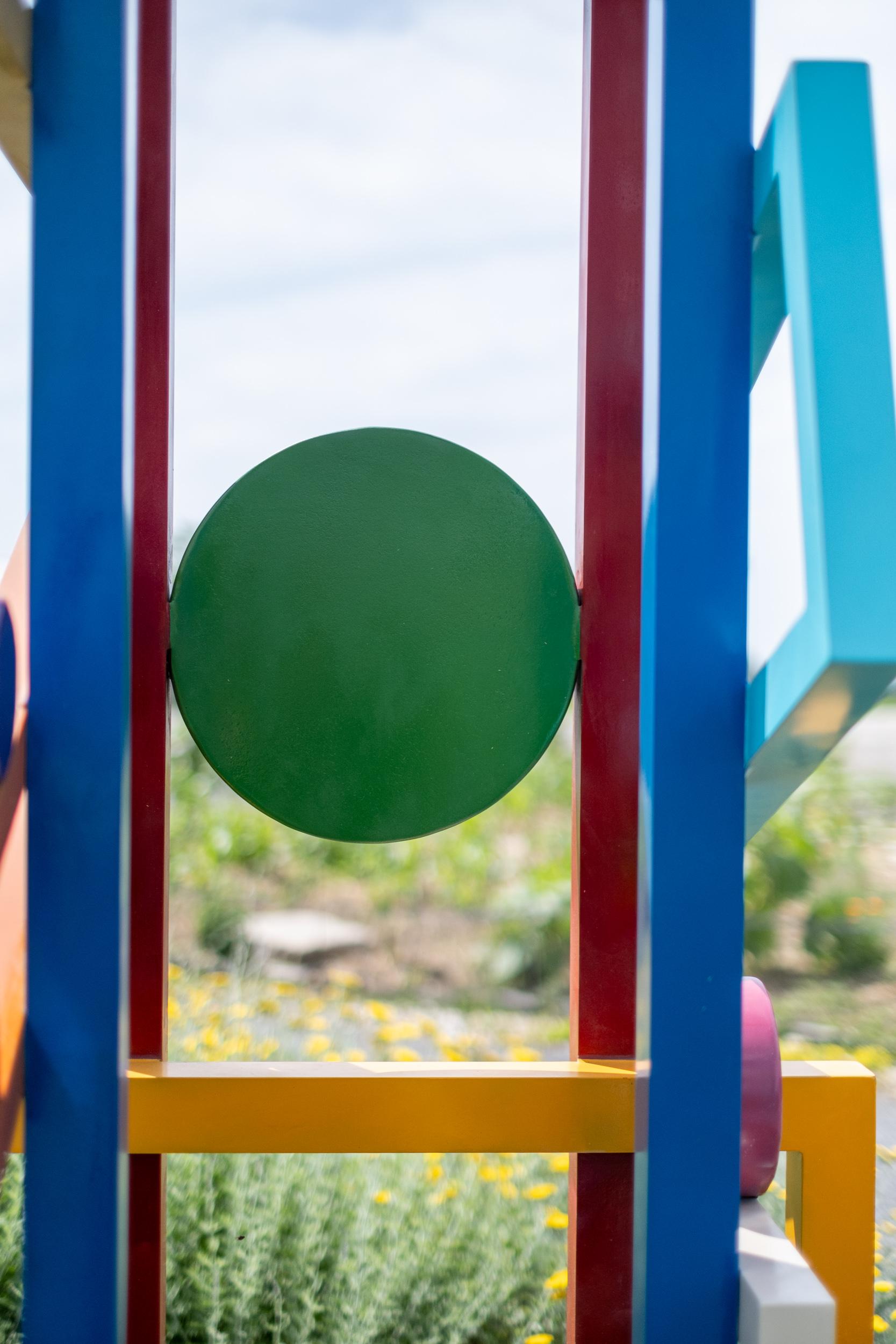 Construction and Movement - sculpture, geometric, abstract, aluminum, colourful For Sale 4