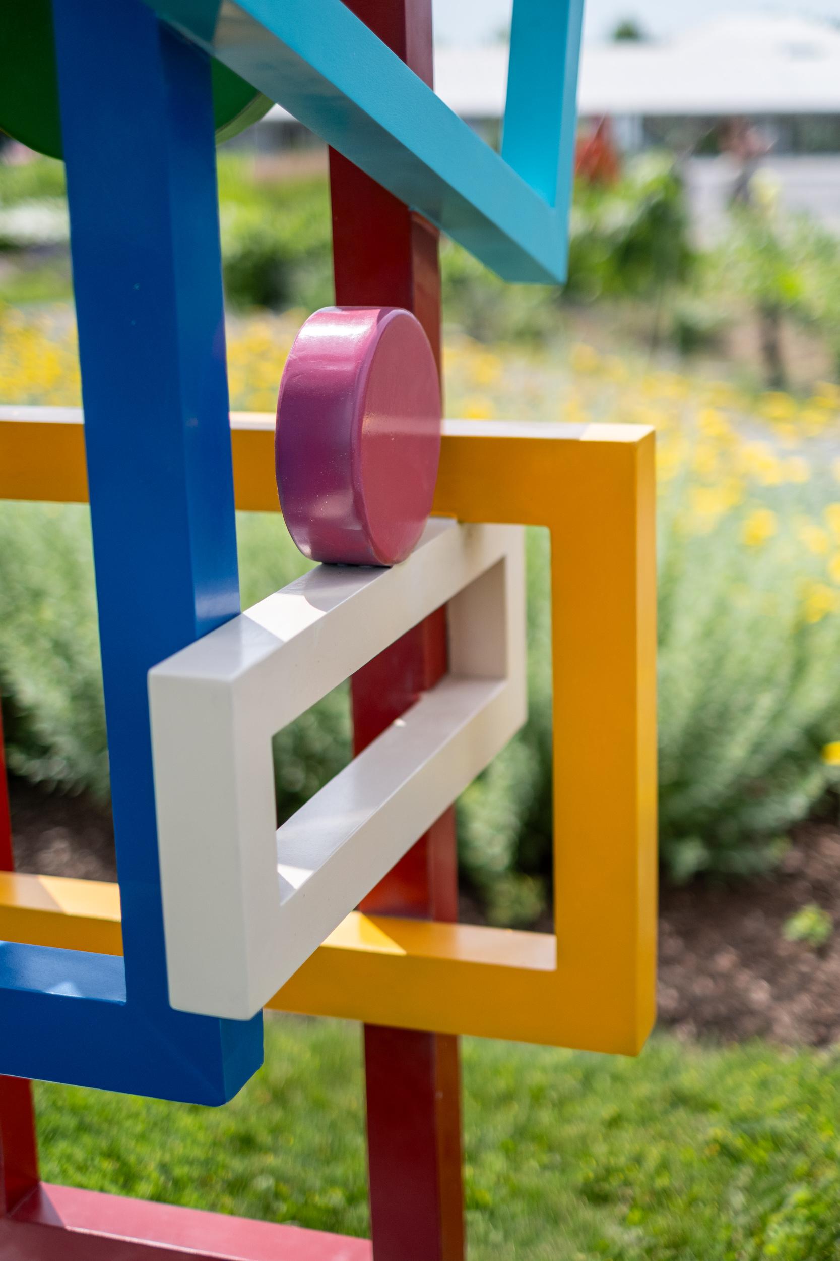 Construction and Movement - sculpture, geometric, abstract, aluminum, colourful For Sale 5