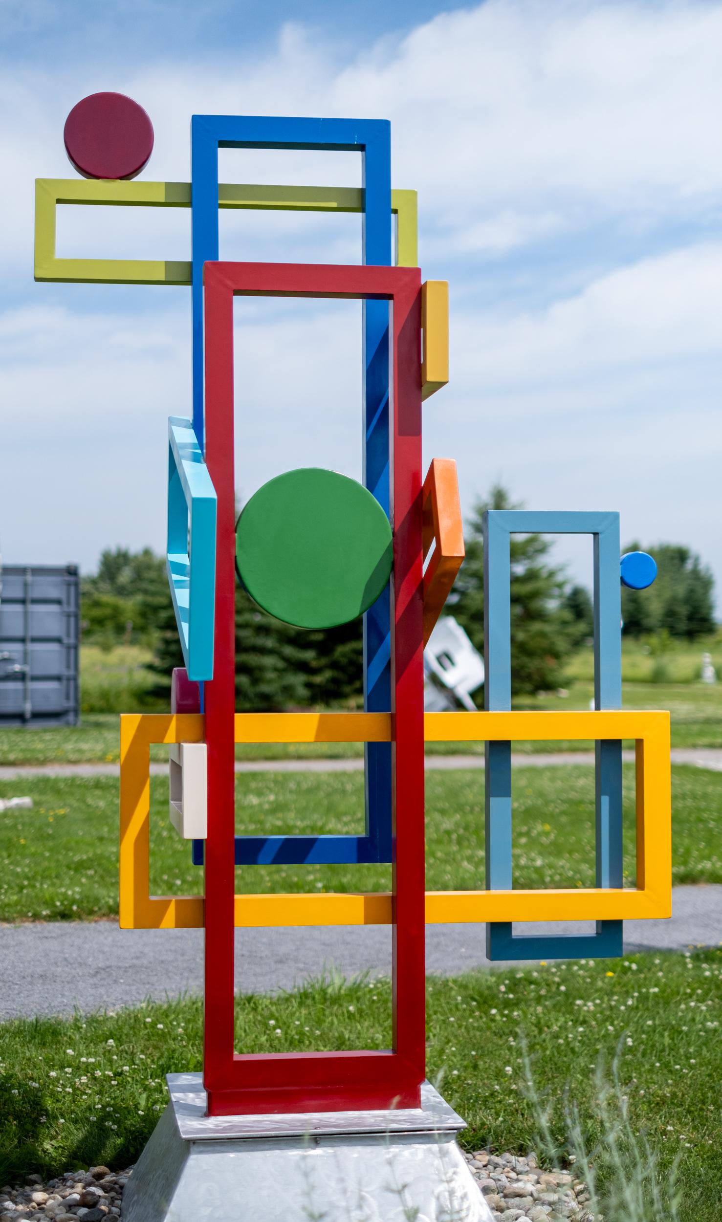 Construction and Movement - sculpture, geometric, abstract, aluminum, colourful - Sculpture by Eric Tardif