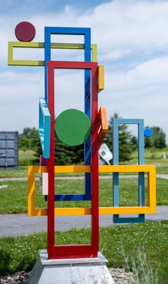 Construction and Movement - sculpture, geometric, abstract, aluminum, colourful